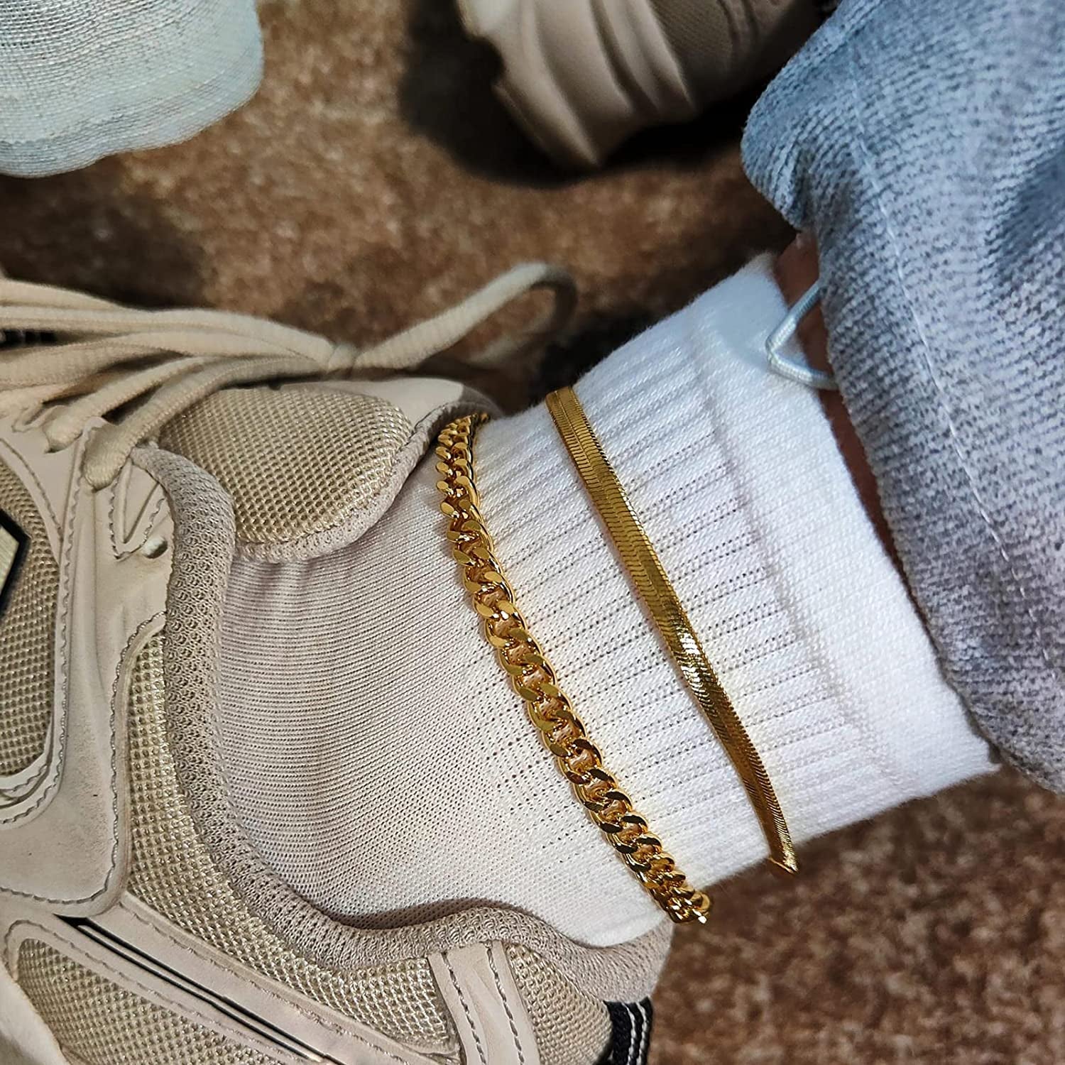 Kissyan Gold Layered Ankle Bracelets for Women, Dainty 14K Gold Plated Layering Anklets Set Adjustable Fashion Cuban Link Snake Tennis Chain Ankles Summer Beach Foot Jewelry Gifts for Women Girls Apparel & Accessories > Jewelry > Anklets KissYan