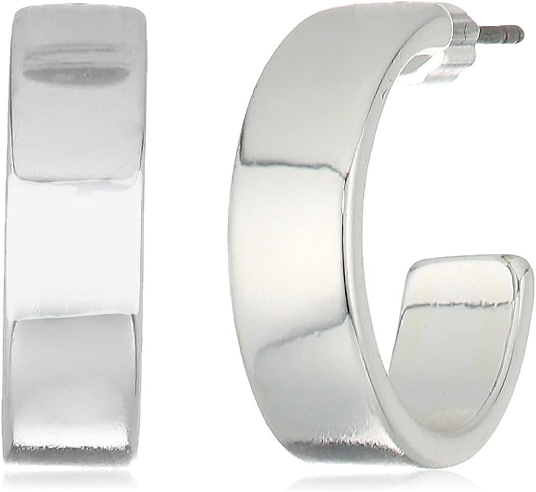 Chaps Women'S Silvertone C Hoop Post Hoop Earrings Apparel & Accessories > Jewelry > Earrings Chaps Jewelry