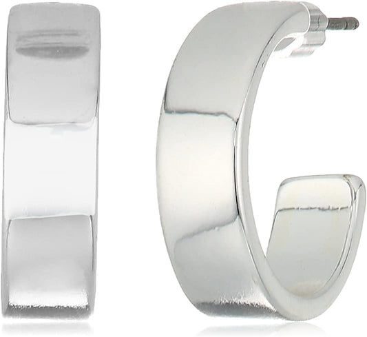 Chaps Women'S Silvertone C Hoop Post Hoop Earrings Apparel & Accessories > Jewelry > Earrings Chaps Jewelry