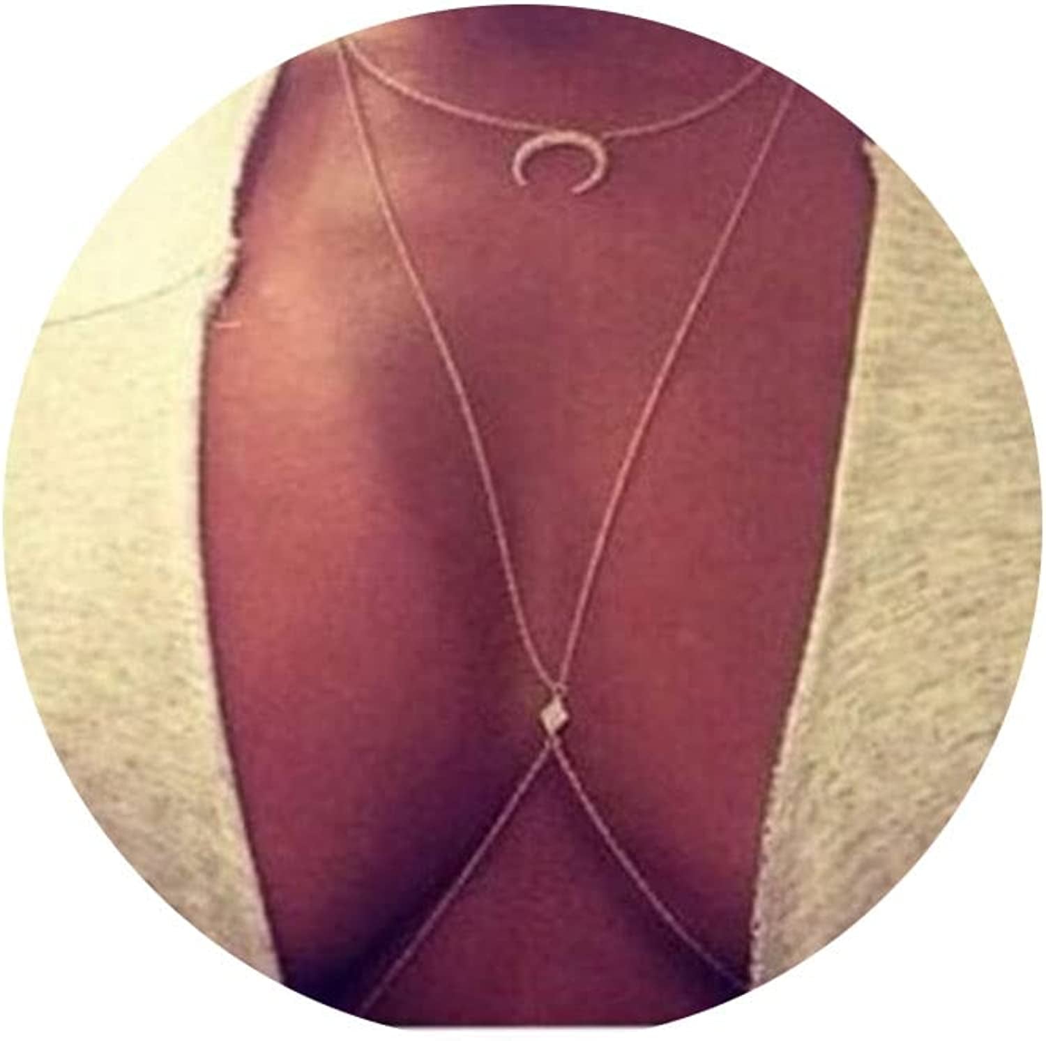 Sakytal Gold Body Chain Layered Moon Bra Bikini Chain Rhinestone Sexy Nightclub Body Jewelry for Women and Girls Apparel & Accessories > Jewelry > Body Jewelry Sakytal