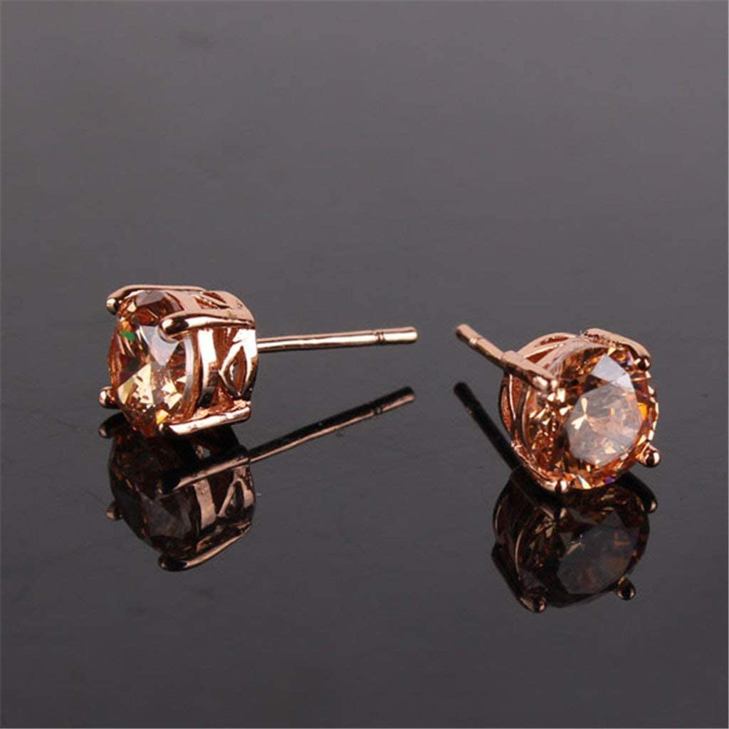 GULICX Rose Gold Tone Yellow Crystal Royal Journey Jewelry Eternity Stud Earring Apparel & Accessories > Jewelry > Earrings Gelei Jewelry Co., Ltd.