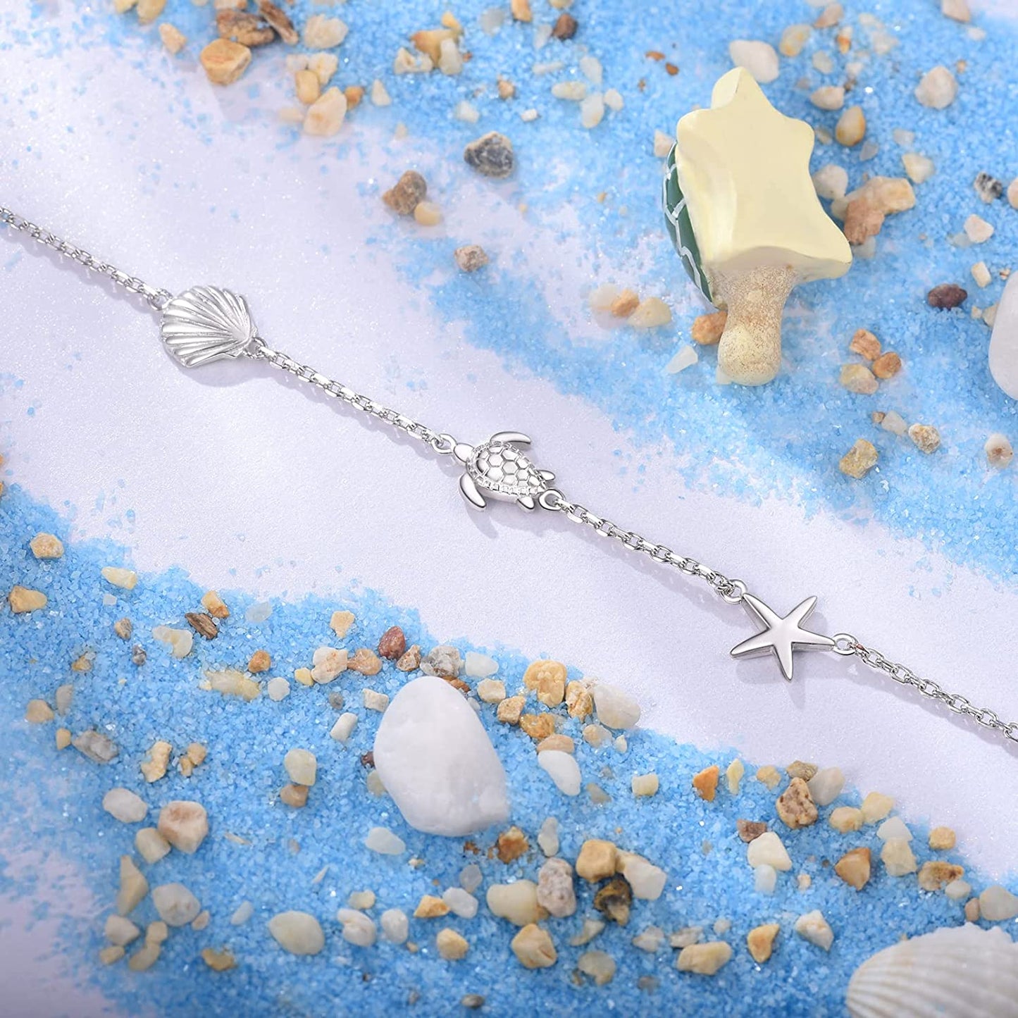 BEILIN 925 Sterling Silver Seabeach Anklets for Women Teen Girls Ocean Ankle Bracelets for Women Apparel & Accessories > Jewelry > Anklets BEILIN