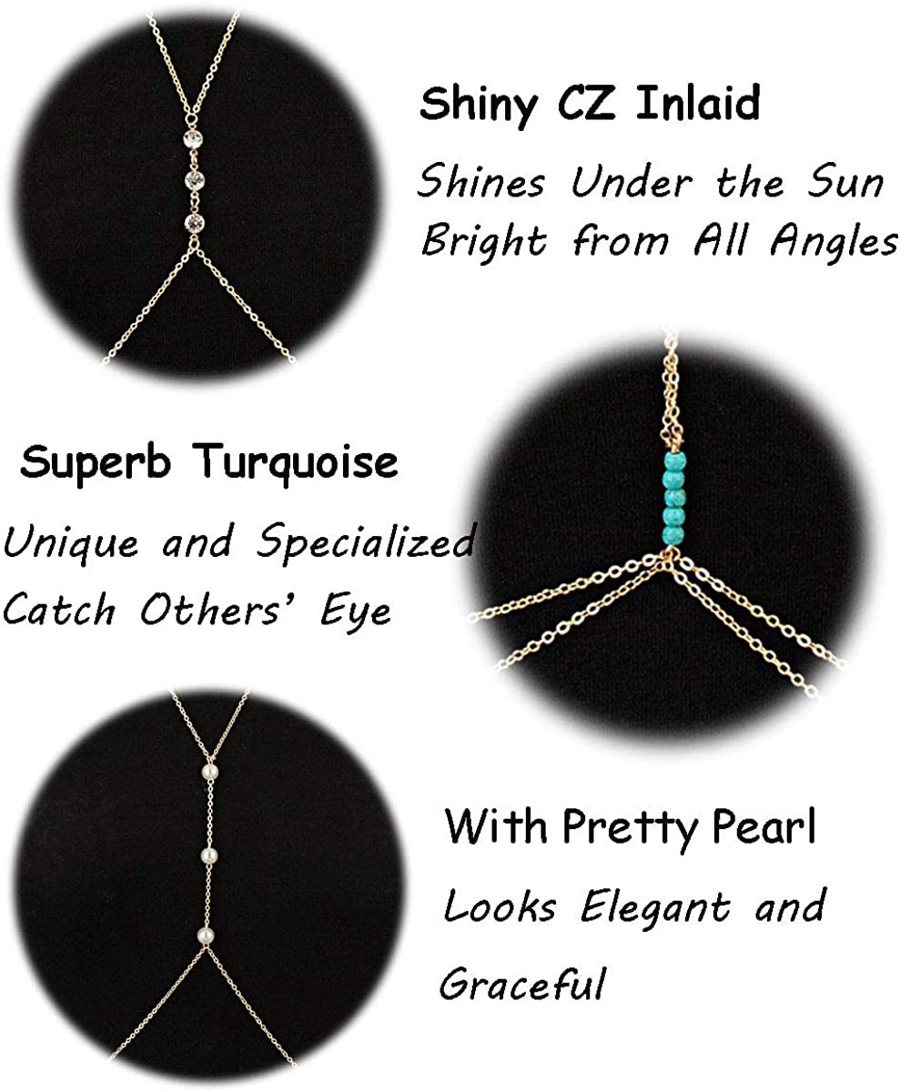 Vegolita 12Pcs Body Chains for Women Beach Bikini Waist Belly Chain Jewelry Necklace Gold Tone Apparel & Accessories > Jewelry > Body Jewelry Vegolita