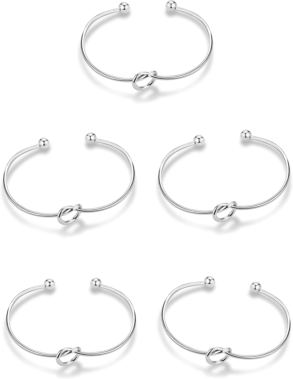 CHICNOW I Can'T Tie the Knot without You Bridesmaid Gift Cards Bridesmaid Bracelets Silver Tone- Set of 4,5,6 Apparel & Accessories > Jewelry > Bracelets Chicnow C. Silver Tone 5PCs