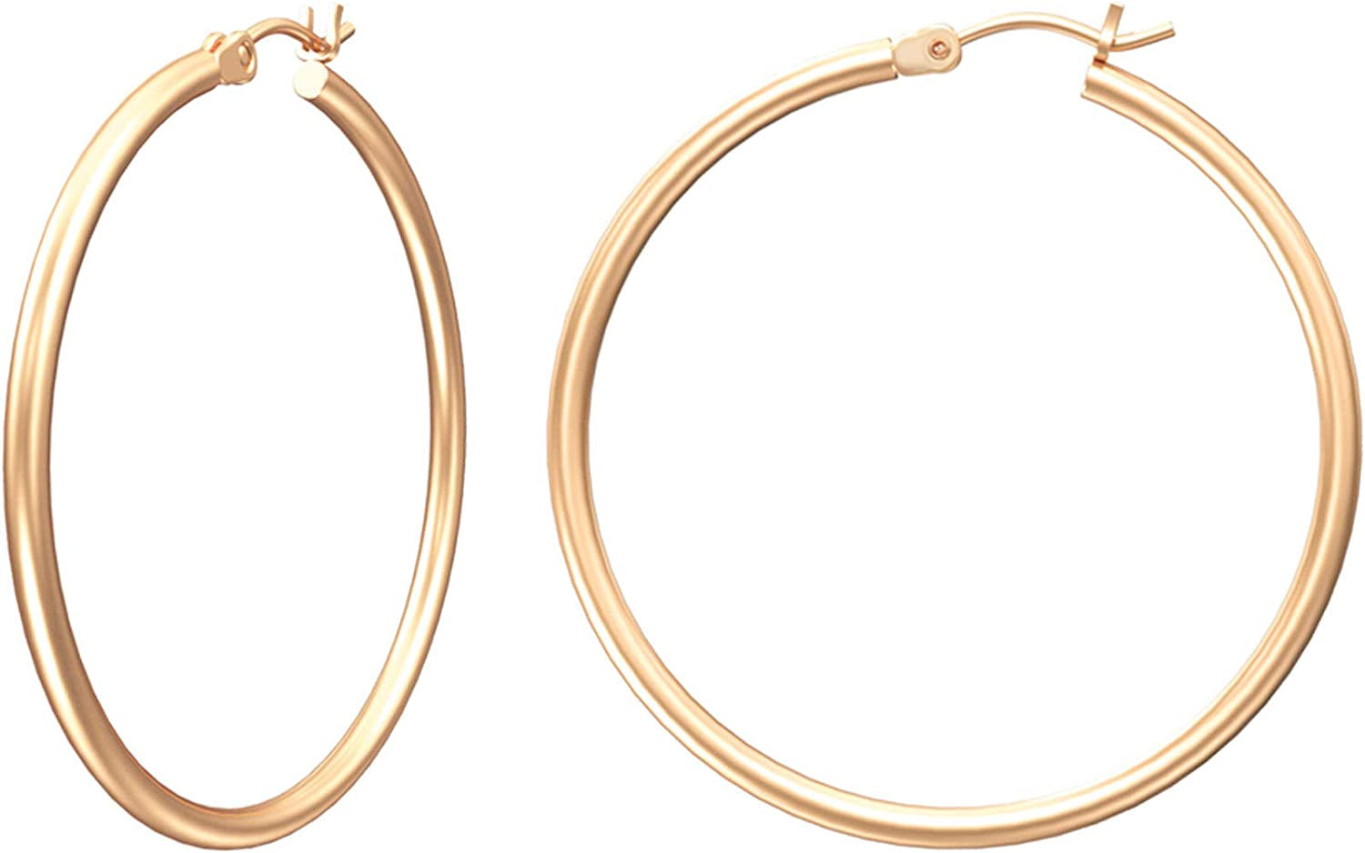 Gacimy Gold Hoop Earrings for Women 14K Real Gold Plated Hoops with 925 Sterling Silver Post Apparel & Accessories > Jewelry > Earrings Gacimy Rose Gold 40mm