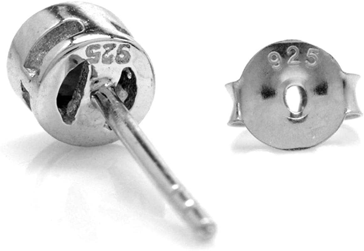 4Mm Petite Natural round Shape Birthstone Gemstones White Gold Plated 925 Sterling Silver Bezel Set Minimalist Stud Post Earrings Jewelry for Women