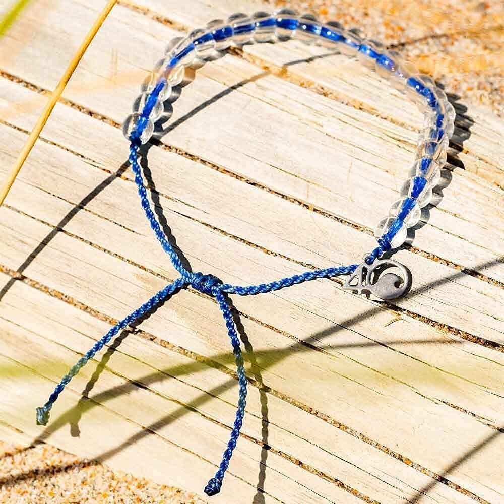 4Ocean Handmade Beaded Bracelet from Recycled Plastic with Silver 4O Charm & Reusable Cotton Gift Bag and Stickers Apparel & Accessories > Jewelry > Bracelets 4Ocean
