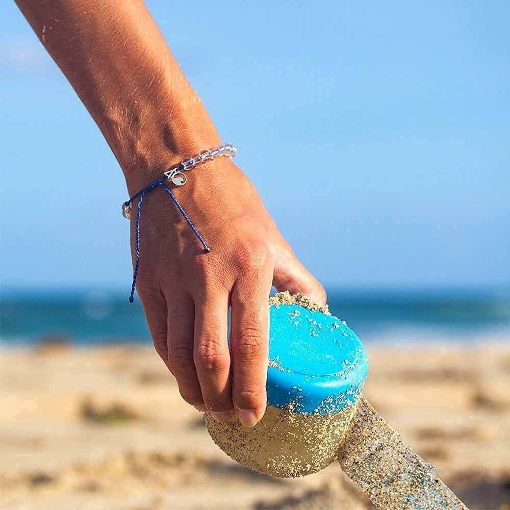 4Ocean Handmade Beaded Bracelet from Recycled Plastic with Silver 4O Charm & Reusable Cotton Gift Bag and Stickers Apparel & Accessories > Jewelry > Bracelets 4Ocean