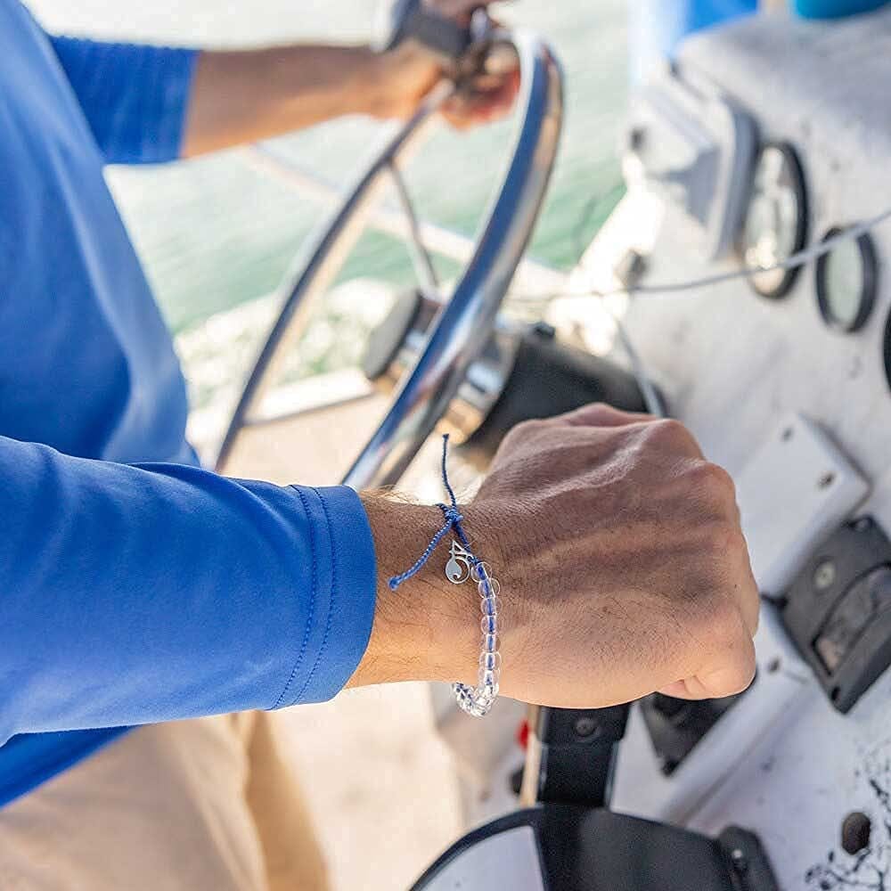 4Ocean Handmade Beaded Bracelet from Recycled Plastic with Silver 4O Charm & Reusable Cotton Gift Bag and Stickers Apparel & Accessories > Jewelry > Bracelets 4Ocean