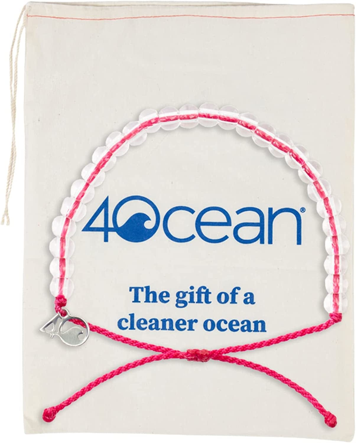4Ocean Handmade Beaded Bracelet from Recycled Plastic with Silver 4O Charm & Reusable Cotton Gift Bag and Stickers Apparel & Accessories > Jewelry > Bracelets 4Ocean Pink Flamingo