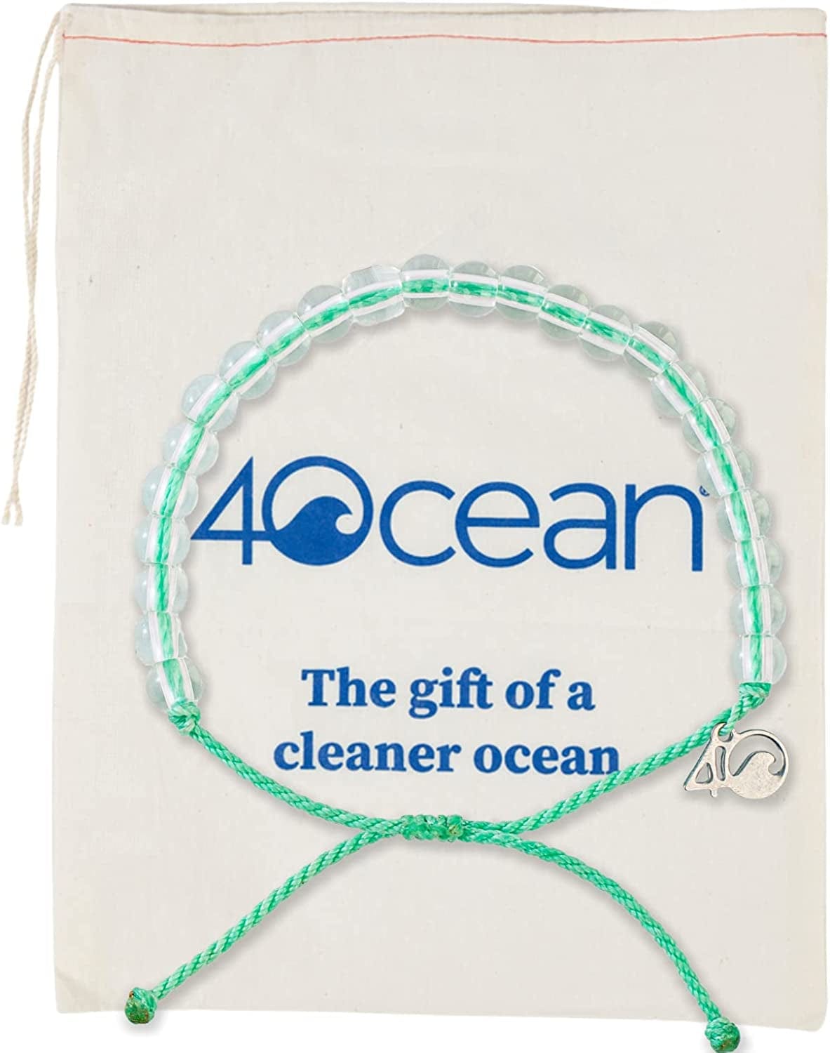 4Ocean Handmade Beaded Bracelet from Recycled Plastic with Silver 4O Charm & Reusable Cotton Gift Bag and Stickers Apparel & Accessories > Jewelry > Bracelets 4Ocean Loggerhead Sea Turtle