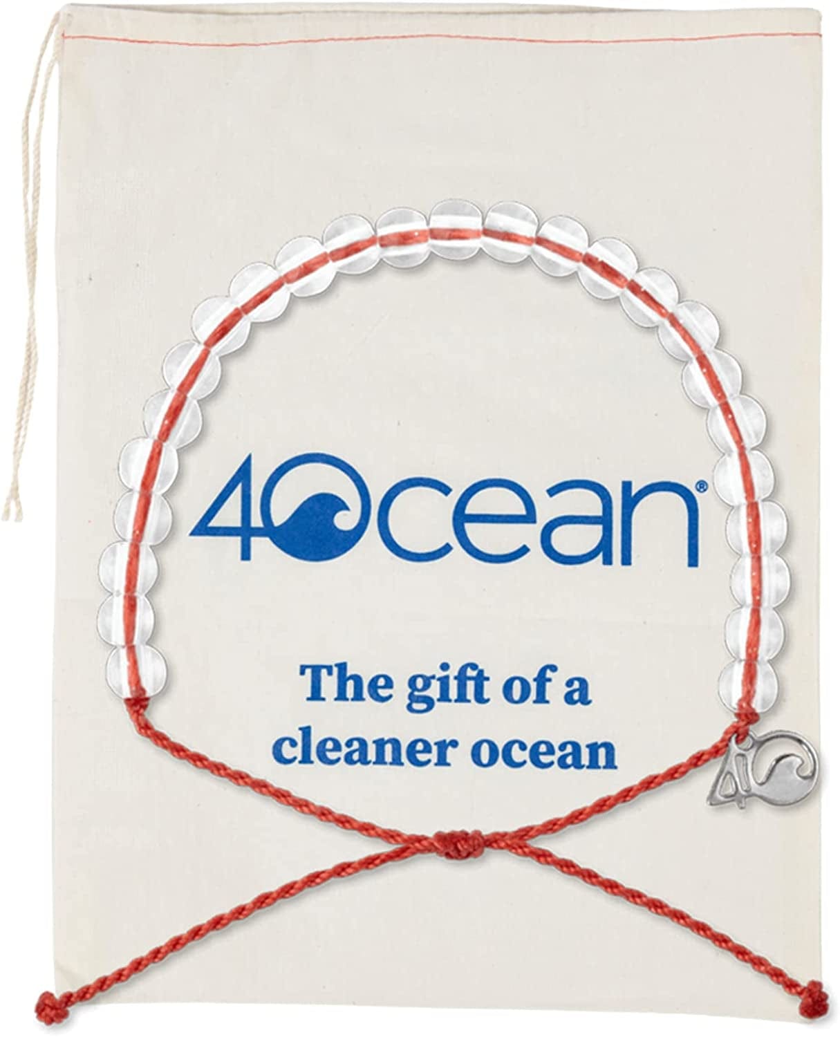 4Ocean Handmade Beaded Bracelet from Recycled Plastic with Silver 4O Charm & Reusable Cotton Gift Bag and Stickers Apparel & Accessories > Jewelry > Bracelets 4Ocean Coral Reef