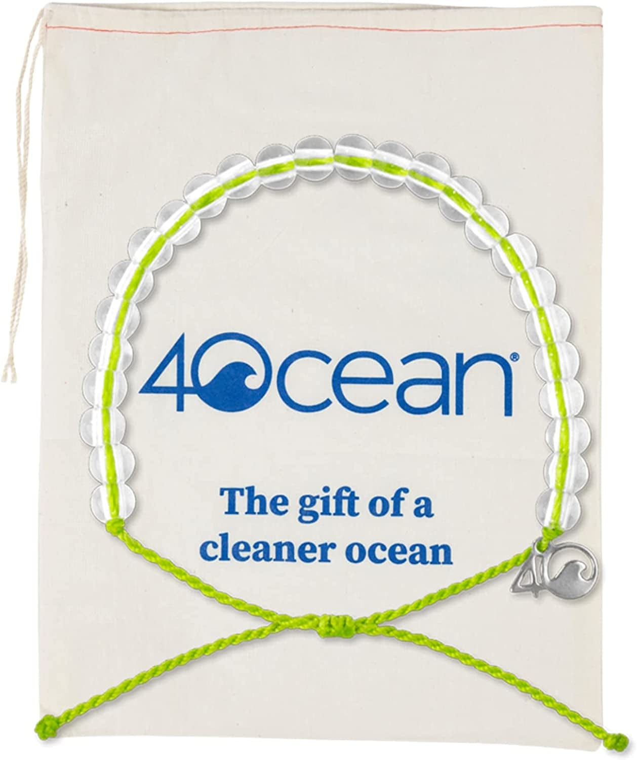4Ocean Handmade Beaded Bracelet from Recycled Plastic with Silver 4O Charm & Reusable Cotton Gift Bag and Stickers Apparel & Accessories > Jewelry > Bracelets 4Ocean Sea Turtle