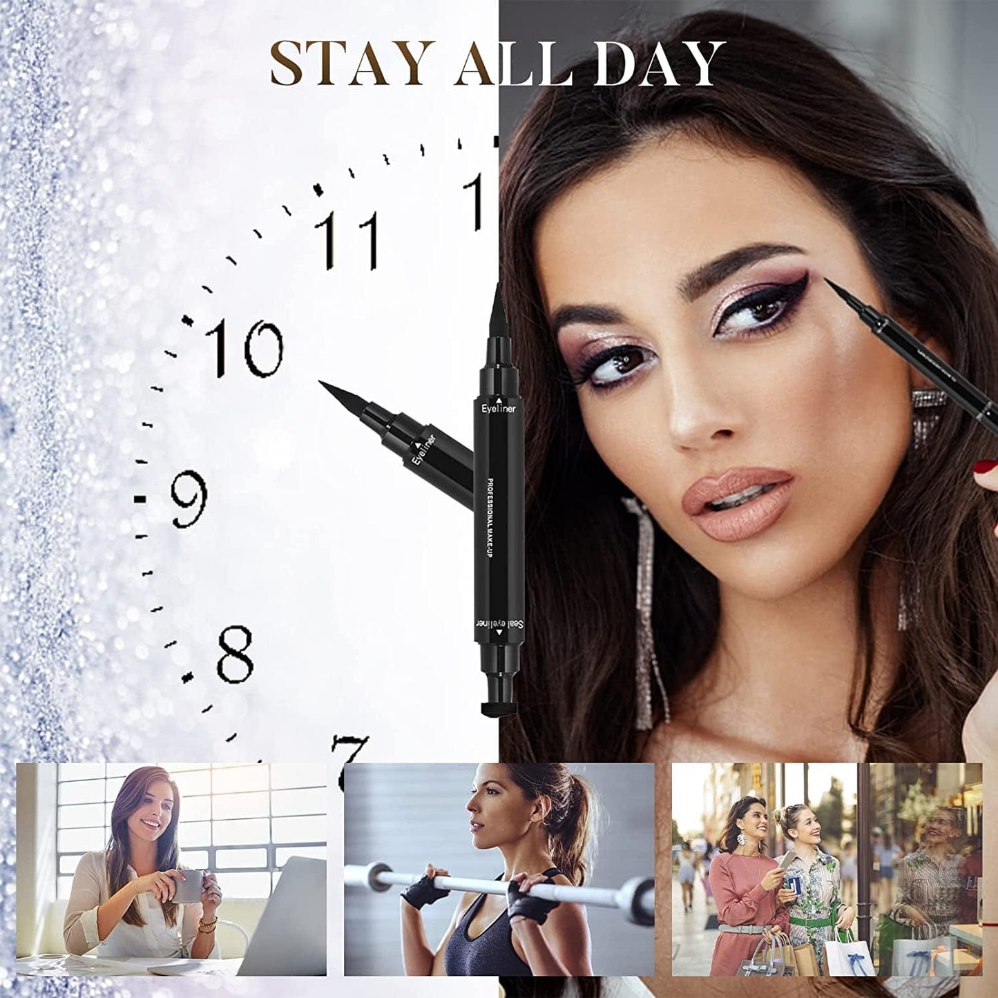 4Pcs Eyeliner Stamp, Double-Headed Winged Eyeliner Stamp, Waterproof and Smudge Proof Liquid Eyeliner Pen, Easy Cat Eye Liner Stamp - Long Lasting and Fast Drying Health & Beauty > Personal Care > Cosmetics > Cosmetic Tools > Makeup Tools POLARHAWK