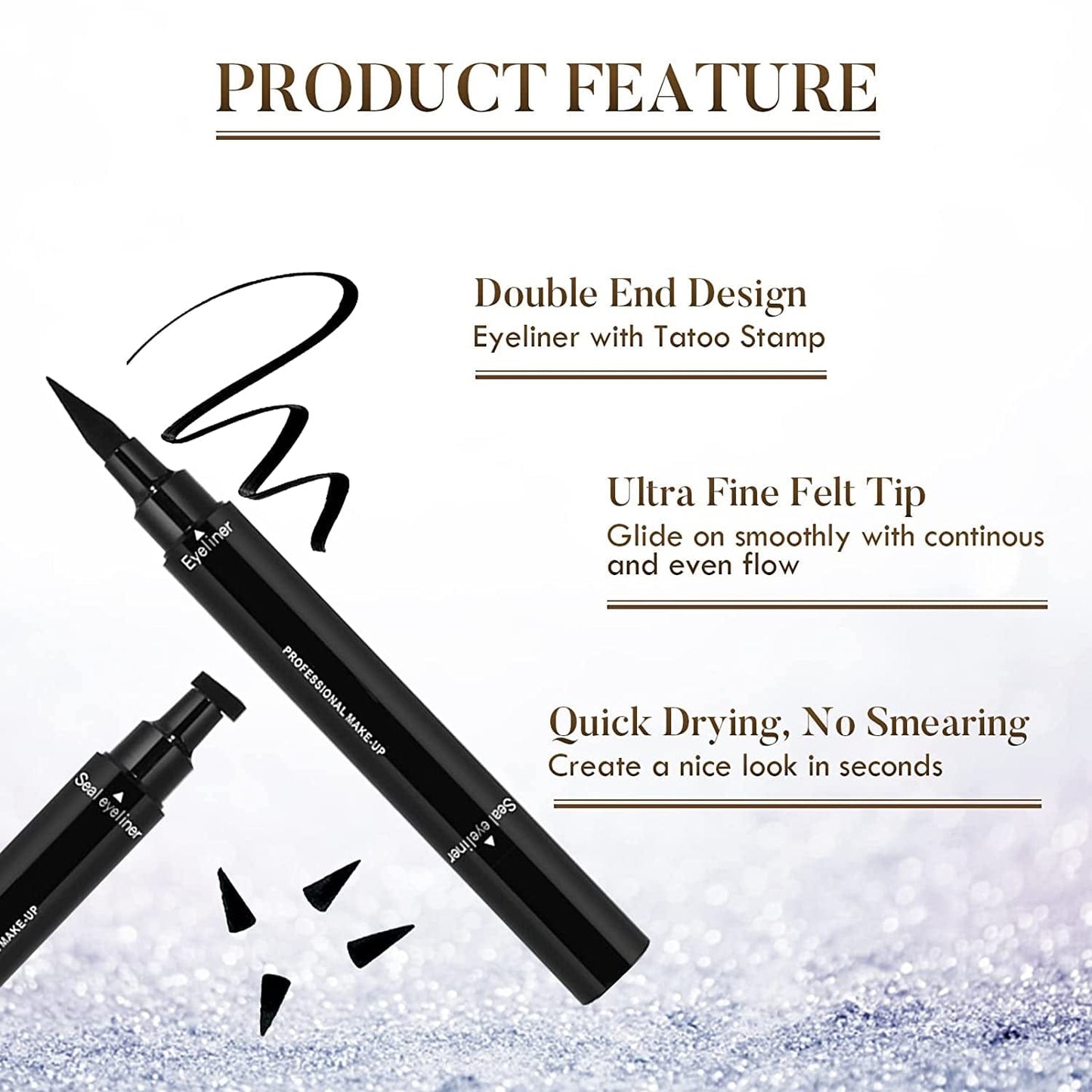 4Pcs Eyeliner Stamp, Double-Headed Winged Eyeliner Stamp, Waterproof and Smudge Proof Liquid Eyeliner Pen, Easy Cat Eye Liner Stamp - Long Lasting and Fast Drying Health & Beauty > Personal Care > Cosmetics > Cosmetic Tools > Makeup Tools POLARHAWK