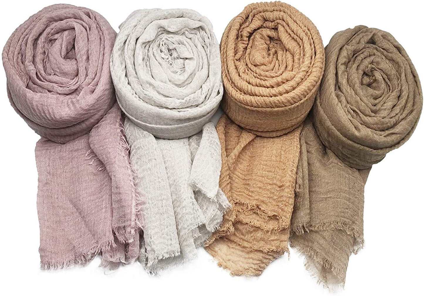 4PCS Women Soft Cotton Hemp Scarf Shawl Long Scarf, Scarf and Wrap, Big Head Scarf Apparel & Accessories > Clothing Accessories > Scarves & Shawls MANSHU
