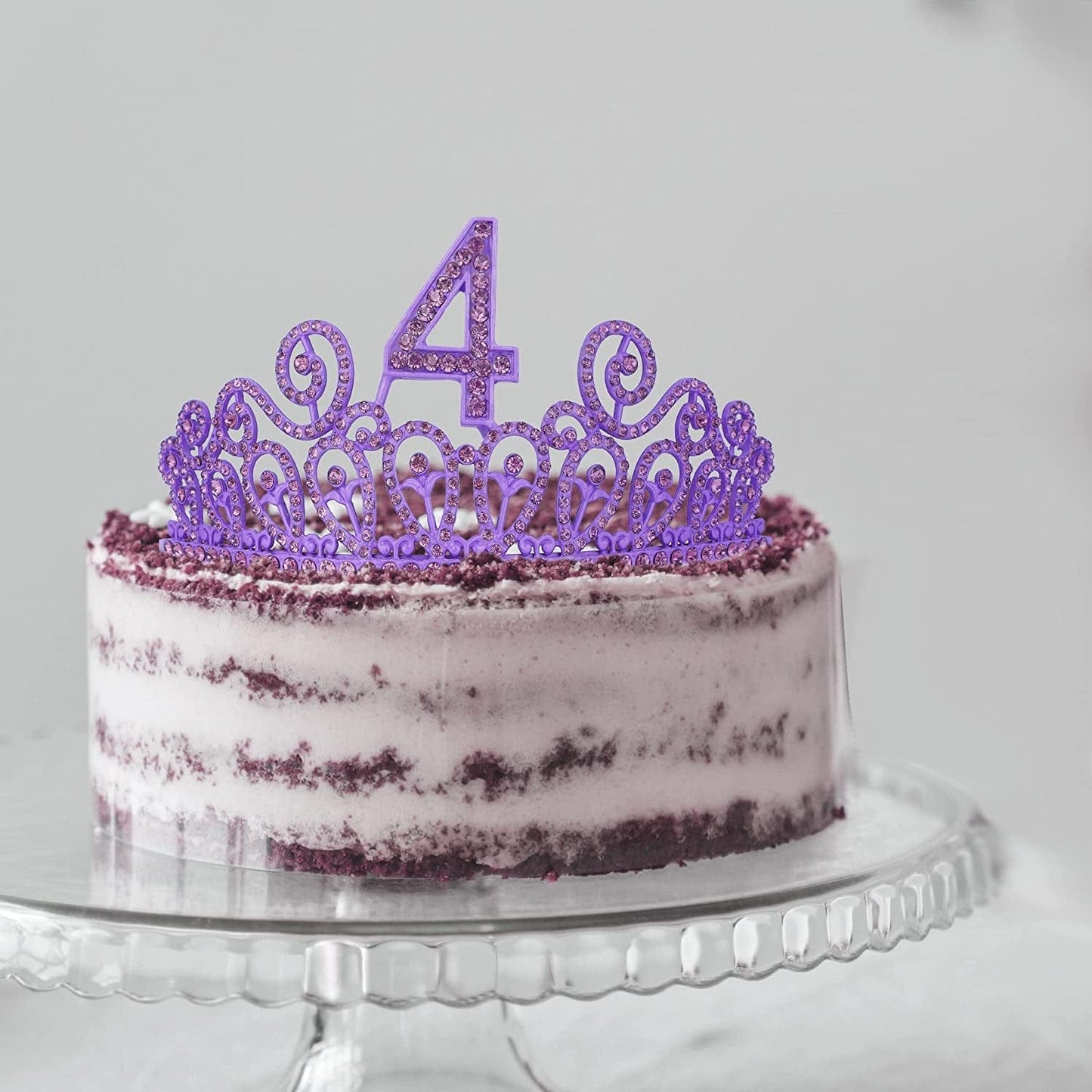 4Th Birthday Sash and Tiara for Girls - Fabulous Glitter Sash + Ripples Rhinestone Purple Premium Metal Tiara for Girls, 4Th Birthday Gifts for Princess Party Apparel & Accessories > Clothing Accessories > Sashes MEANT2TOBE