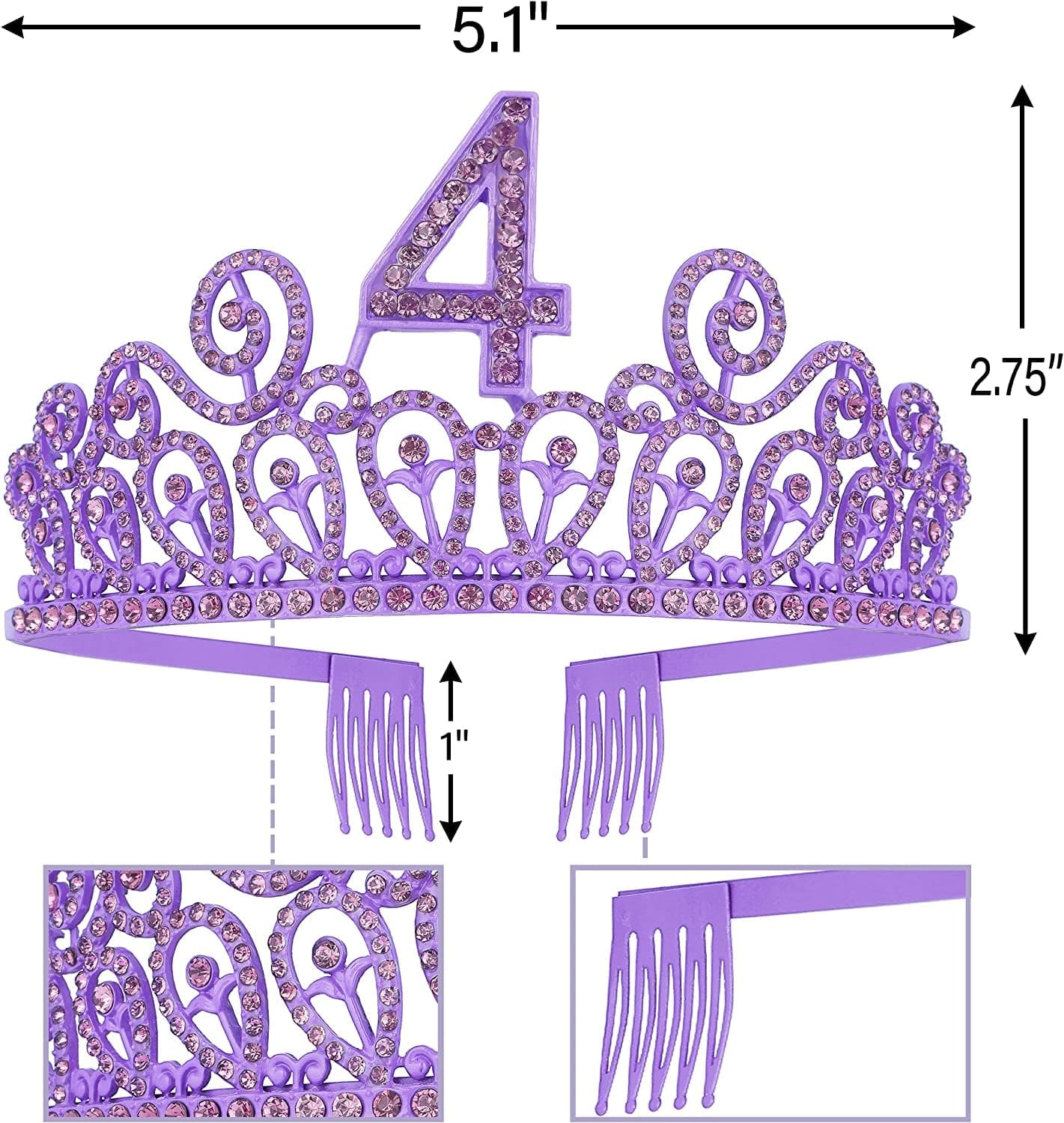 4Th Birthday Sash and Tiara for Girls - Fabulous Glitter Sash + Ripples Rhinestone Purple Premium Metal Tiara for Girls, 4Th Birthday Gifts for Princess Party Apparel & Accessories > Clothing Accessories > Sashes MEANT2TOBE