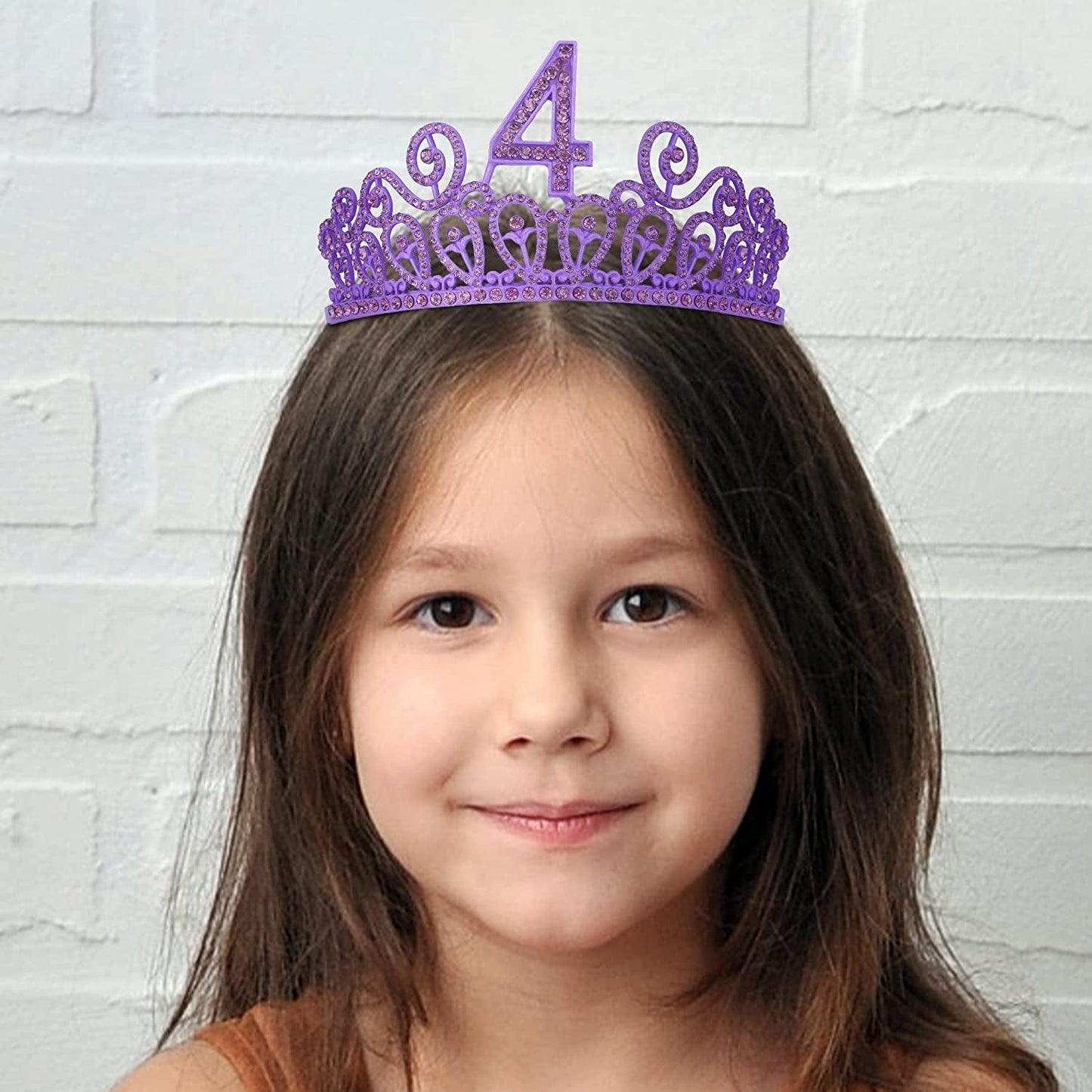 4Th Birthday Sash and Tiara for Girls - Fabulous Glitter Sash + Ripples Rhinestone Purple Premium Metal Tiara for Girls, 4Th Birthday Gifts for Princess Party Apparel & Accessories > Clothing Accessories > Sashes MEANT2TOBE