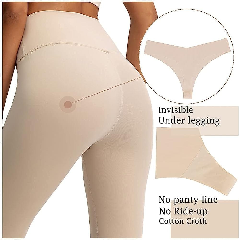 5 Pack Seamless Thongs for Women Breathable Low Rise Panties Invisible Hipster Underwear Sexy No Show Thong S-XL