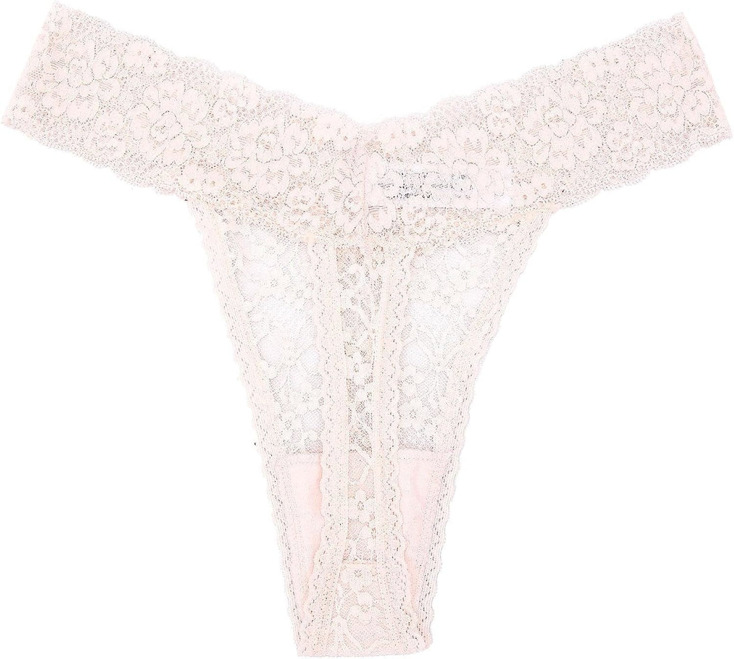 5-Pack Women'S Thin Lace Hollowed-Out T-Back Low Waist Ice Silk Sexy Cheeky Thong See-Through Panties Black and White and Red and Orange and Dark Blue / X-Large