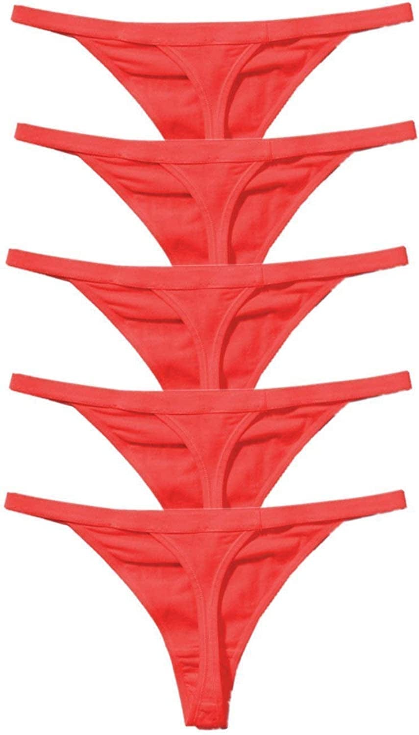 5 Pack Zofirao Women'S Black White Red Panties Cotton Spandex Thongs Underwear G-Strings Red / X-Large