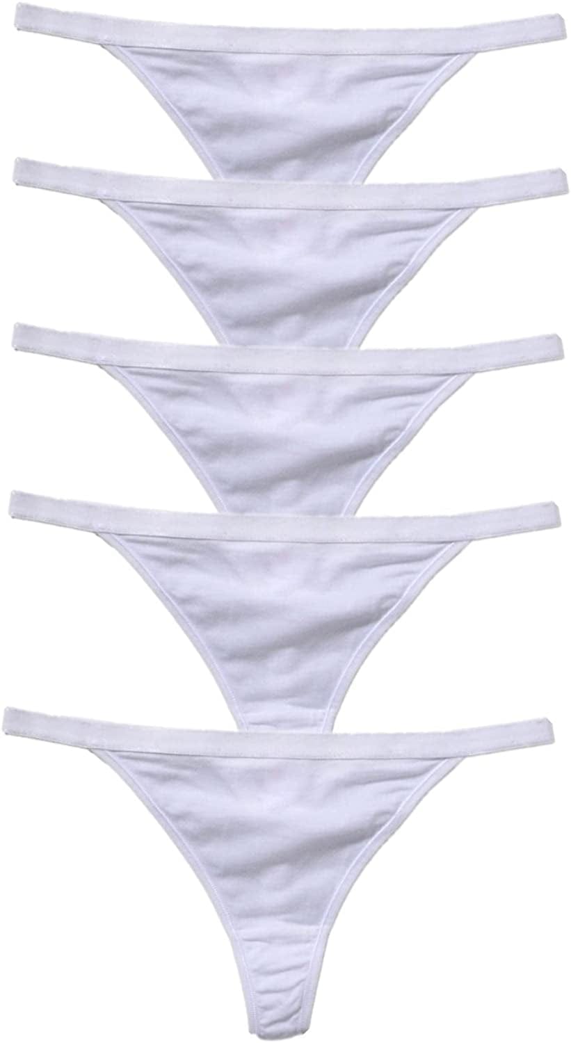 5 Pack Zofirao Women'S Black White Red Panties Cotton Spandex Thongs Underwear G-Strings White / X-Large