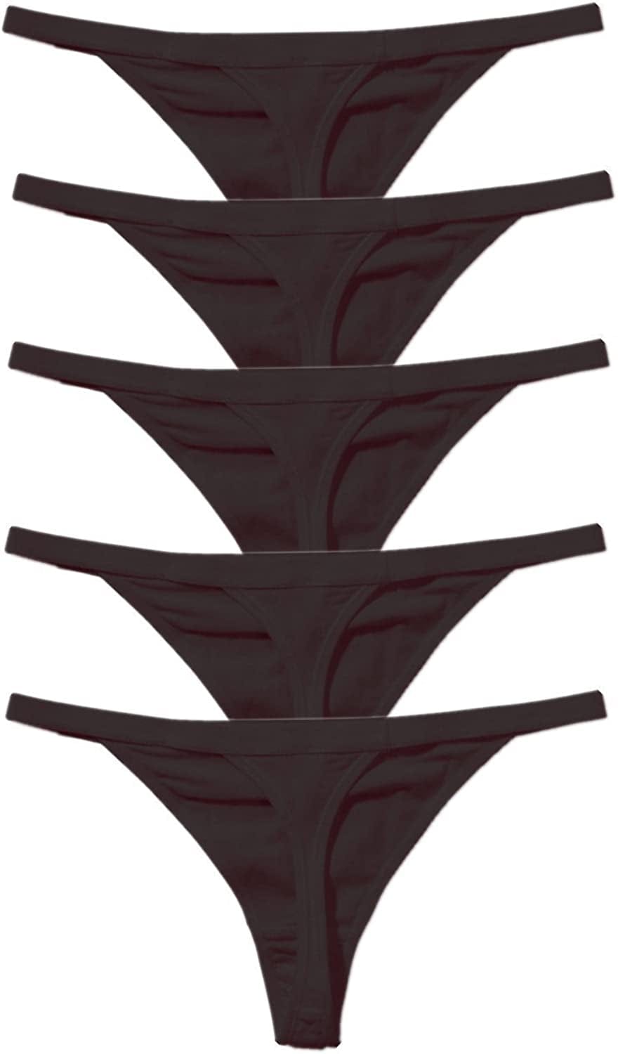 5 Pack Zofirao Women'S Black White Red Panties Cotton Spandex Thongs Underwear G-Strings Black / X-Large
