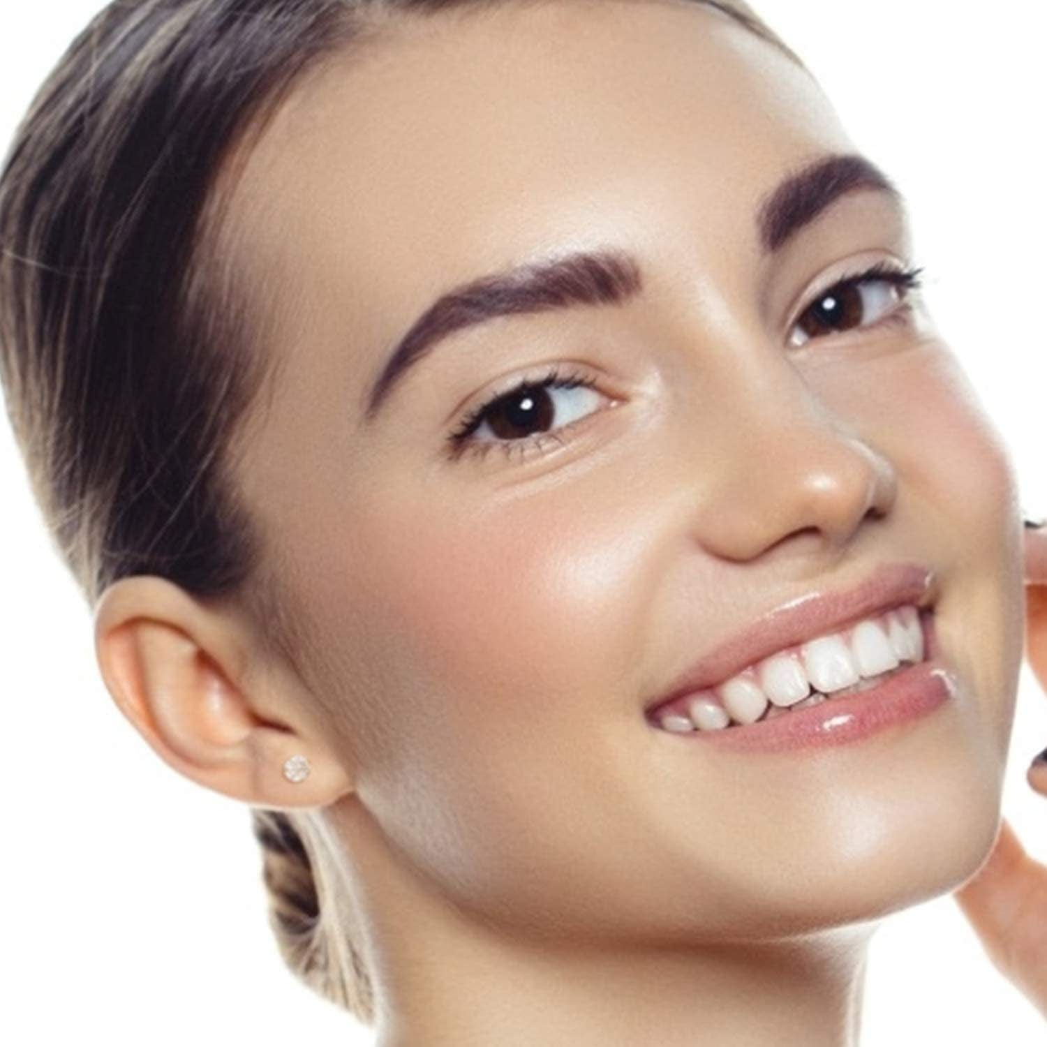 5 Pairs Stud Earrings Set, Hypoallergenic Cubic Zirconia 316L Earrings Stainless Steel CZ Earrings 3-8Mm, Rose Gold