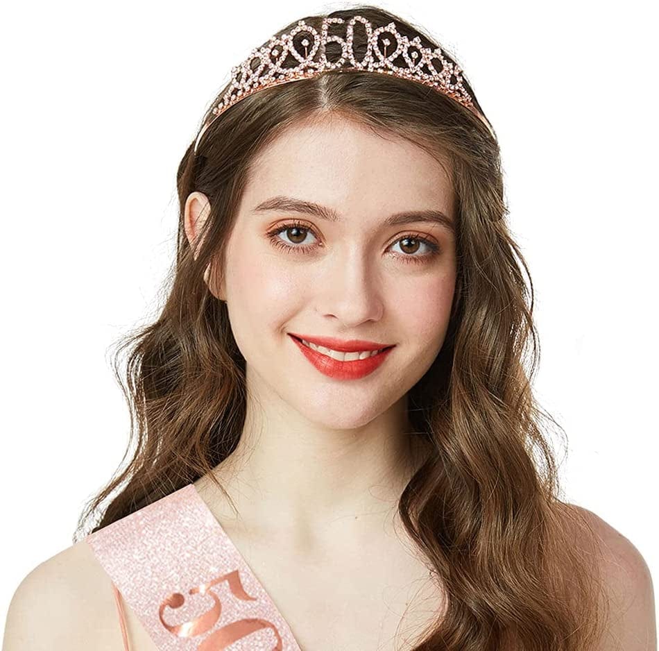 "50 and Fabulous" Sash & Rhinestone Tiara Set - 50Th Birthday Sash 50 Birthday Gifts Party Favors Apparel & Accessories > Clothing Accessories > Sashes ADBetty