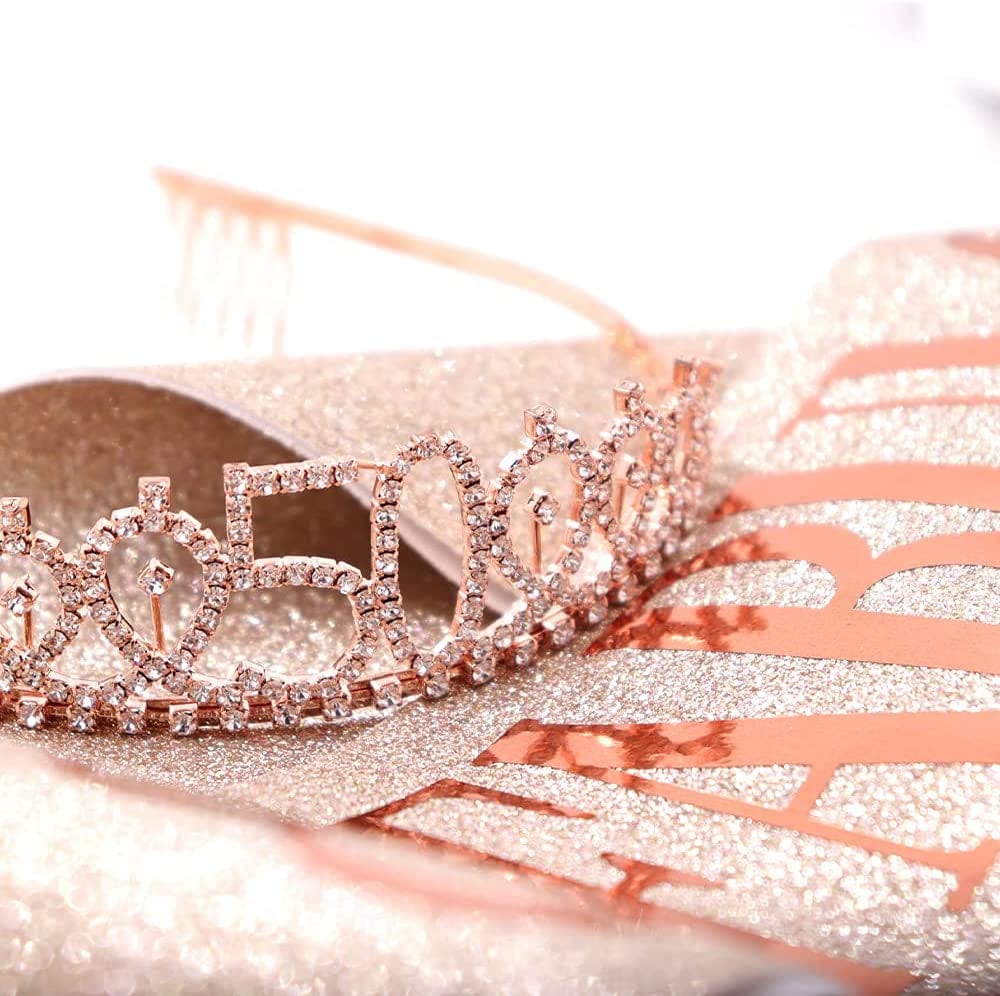 "50 and Fabulous" Sash & Rhinestone Tiara Set - 50Th Birthday Sash 50 Birthday Gifts Party Favors Apparel & Accessories > Clothing Accessories > Sashes ADBetty