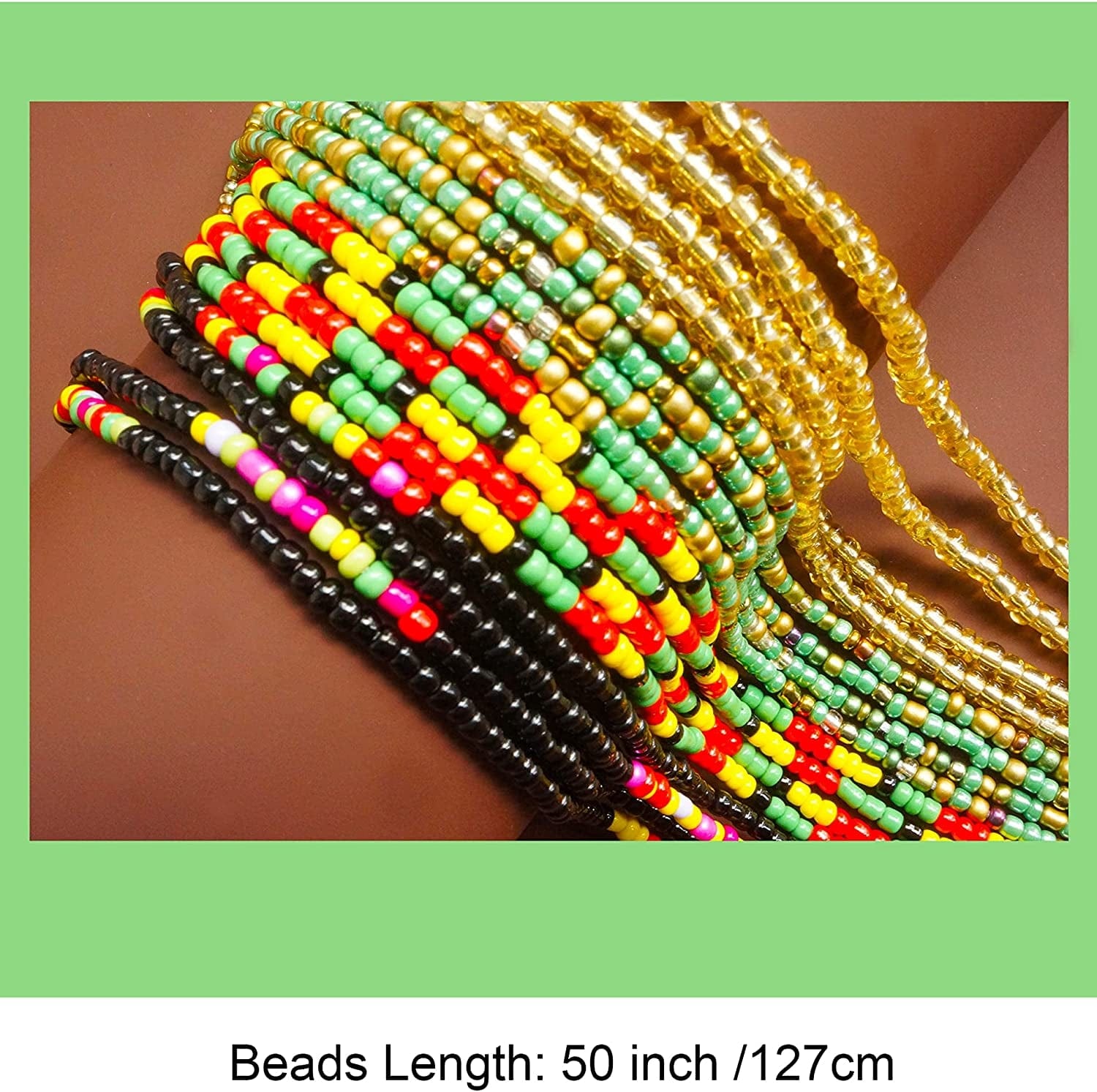 50” Handmade African Waist Beads,Colorful Belly Beads Body Jewelry,Non-Stretching Belly Chains,4 Pieces plus Size Waist Beads Apparel & Accessories > Jewelry > Body Jewelry WYAINUTLAAT