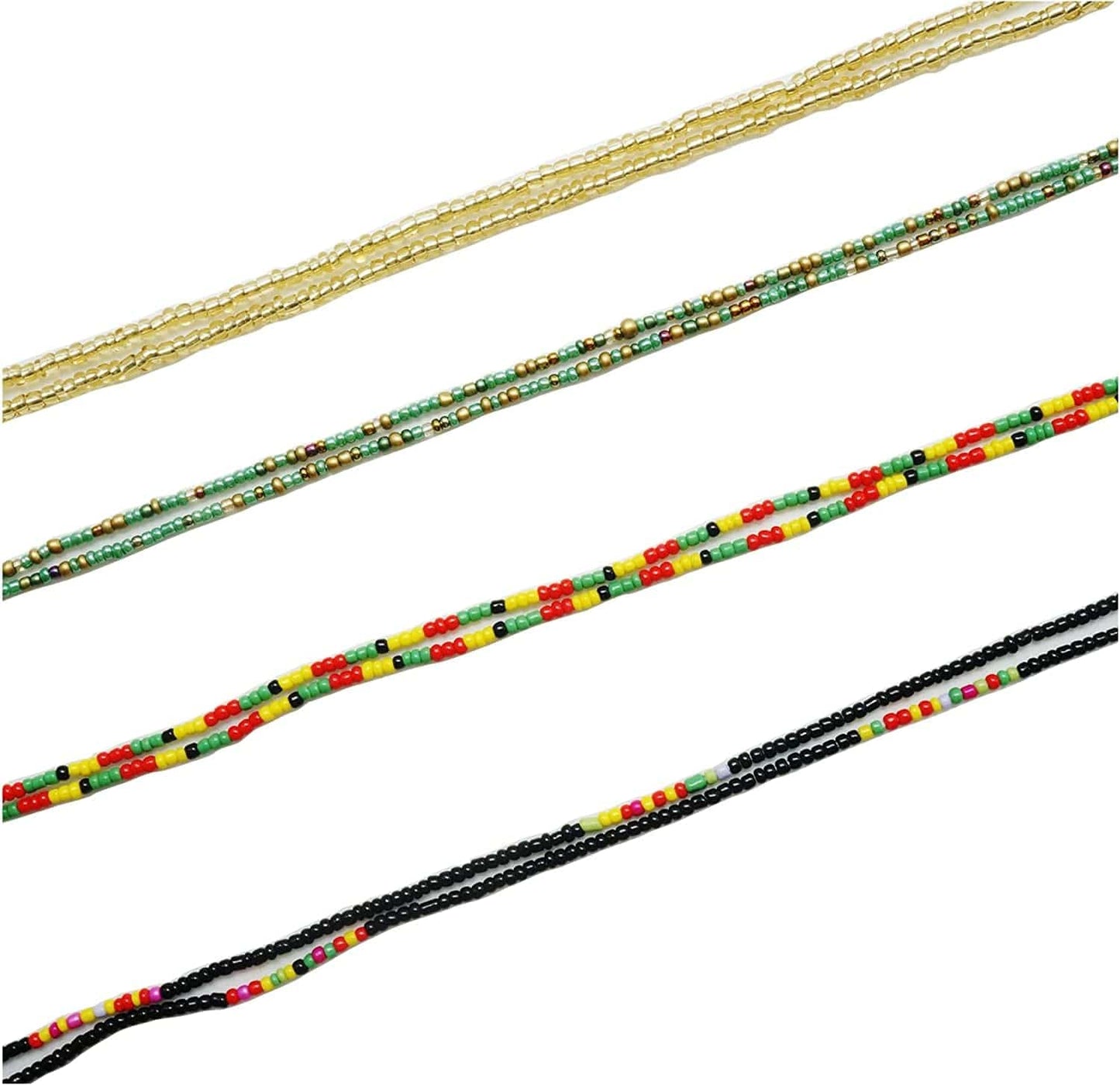 50” Handmade African Waist Beads,Colorful Belly Beads Body Jewelry,Non-Stretching Belly Chains,4 Pieces plus Size Waist Beads Apparel & Accessories > Jewelry > Body Jewelry WYAINUTLAAT