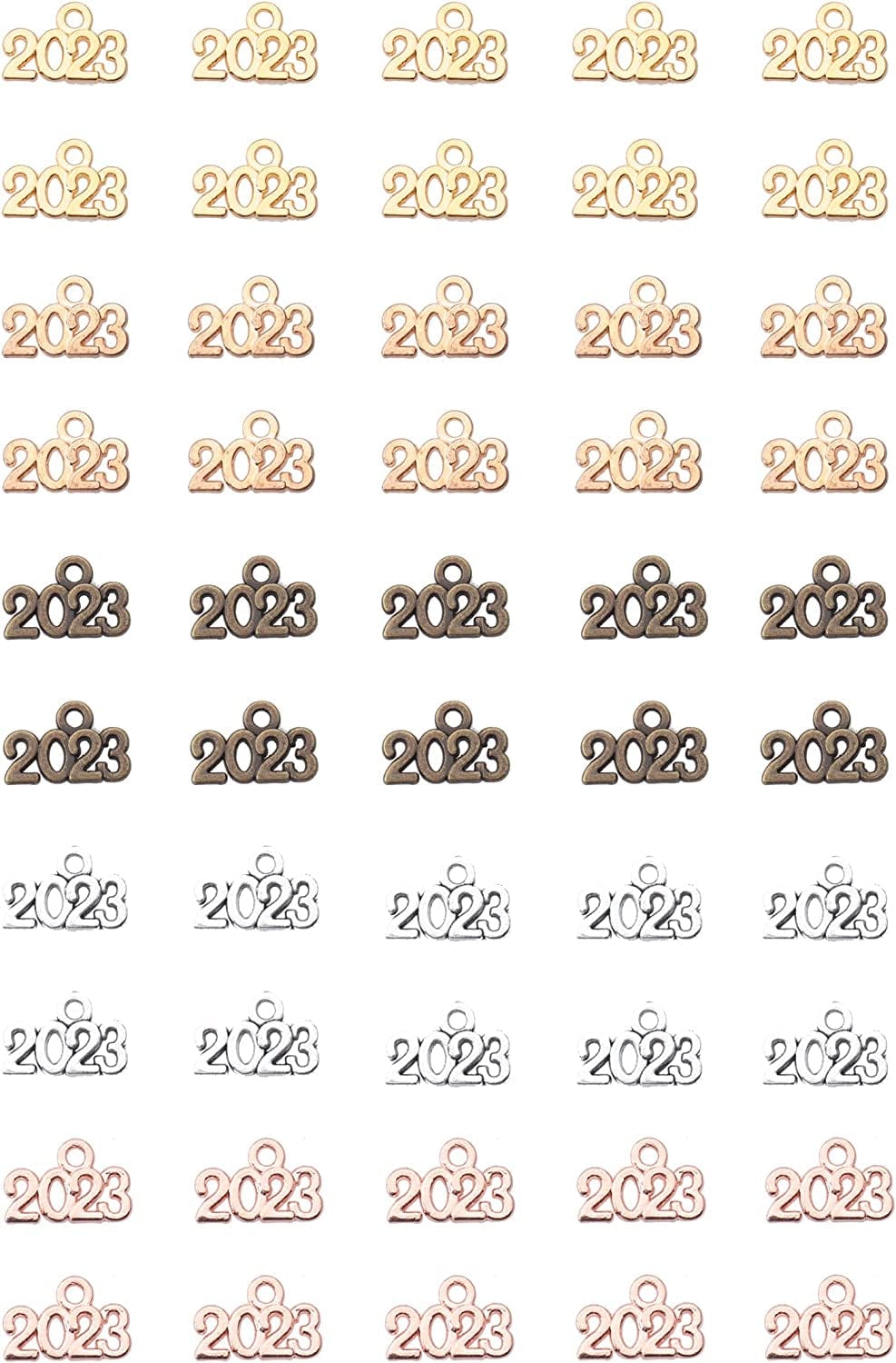 50 Pcs 2022 Charms Silver Year Signet Bulk Antique Number Pendants for Jewelry Making Finding Craft Accessories Necklace Bracelets Keychain DIY Project Christmas Décor (2022, Silver) Colorful / 2023