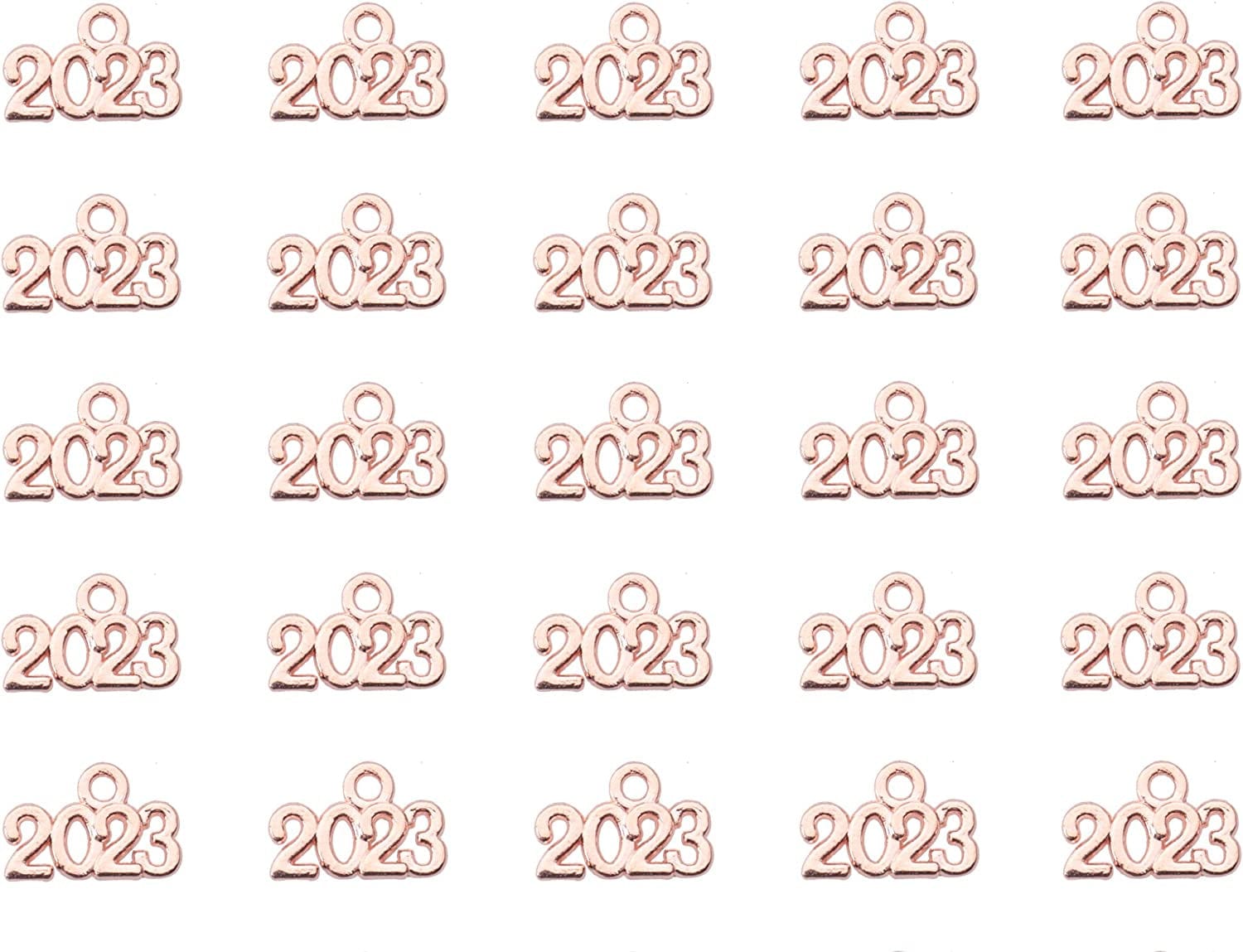 50 Pcs 2022 Charms Silver Year Signet Bulk Antique Number Pendants for Jewelry Making Finding Craft Accessories Necklace Bracelets Keychain DIY Project Christmas Décor (2022, Silver) Rose Gold / 2023