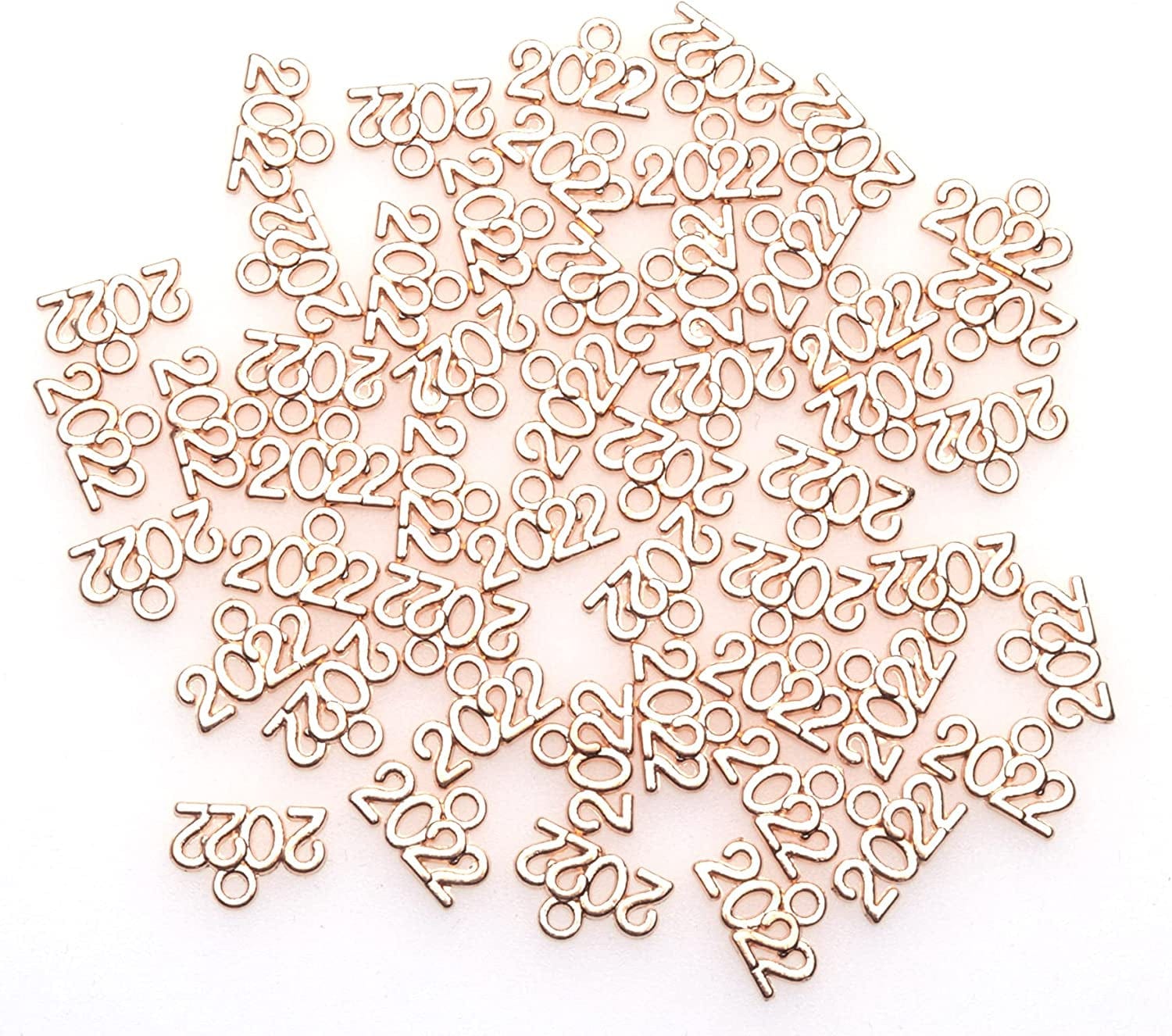 50 Pcs 2022 Charms Silver Year Signet Bulk Antique Number Pendants for Jewelry Making Finding Craft Accessories Necklace Bracelets Keychain DIY Project Christmas Décor (2022, Silver) KC Gold / 2022