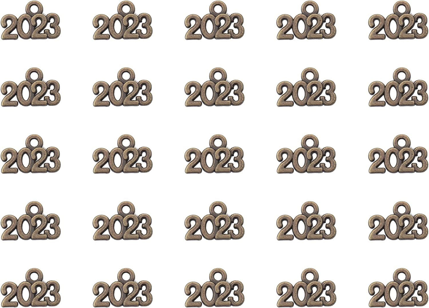 50 Pcs 2022 Charms Silver Year Signet Bulk Antique Number Pendants for Jewelry Making Finding Craft Accessories Necklace Bracelets Keychain DIY Project Christmas Décor (2022, Silver) Bronze / 2023