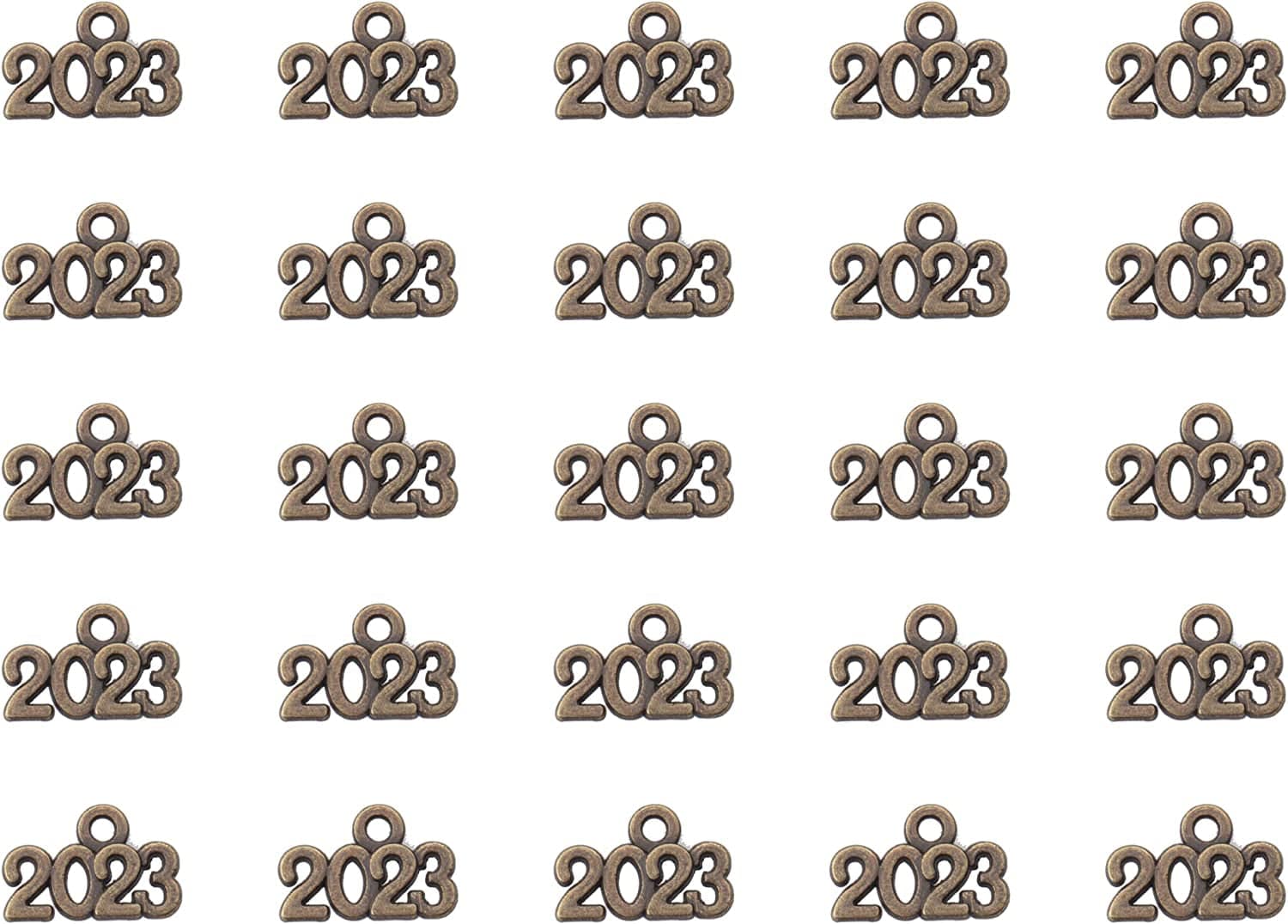 50 Pcs 2022 Charms Silver Year Signet Bulk Antique Number Pendants for Jewelry Making Finding Craft Accessories Necklace Bracelets Keychain DIY Project Christmas Décor (2022, Silver) Bronze / 2023