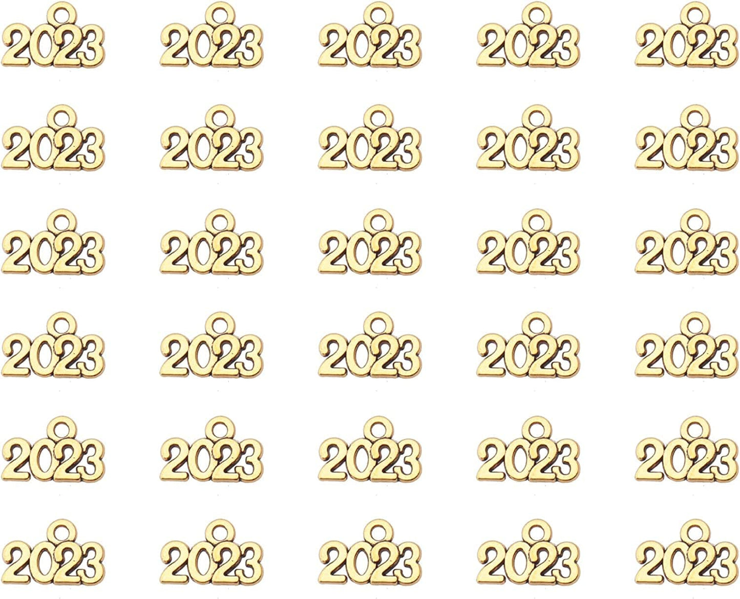 50 Pcs 2022 Charms Silver Year Signet Bulk Antique Number Pendants for Jewelry Making Finding Craft Accessories Necklace Bracelets Keychain DIY Project Christmas Décor (2022, Silver) Antique Gold / 2023