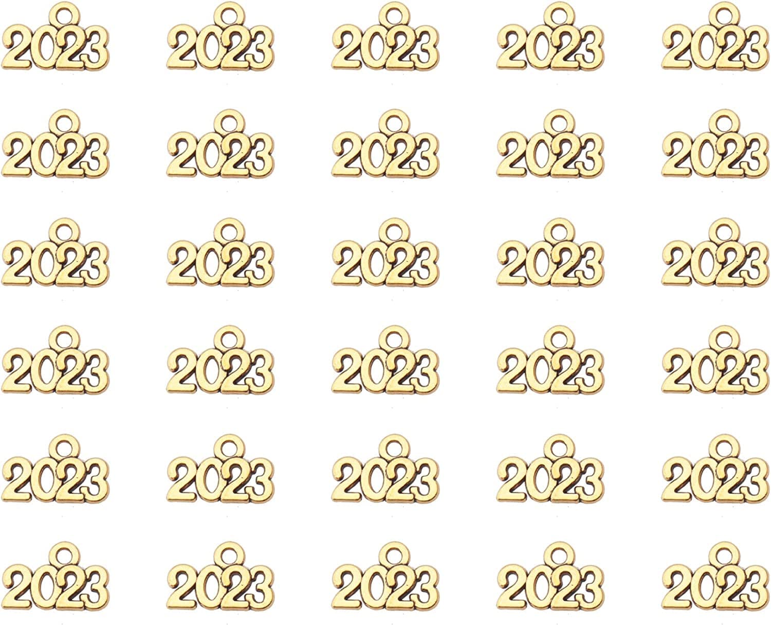 50 Pcs 2022 Charms Silver Year Signet Bulk Antique Number Pendants for Jewelry Making Finding Craft Accessories Necklace Bracelets Keychain DIY Project Christmas Décor (2022, Silver) Antique Gold / 2023