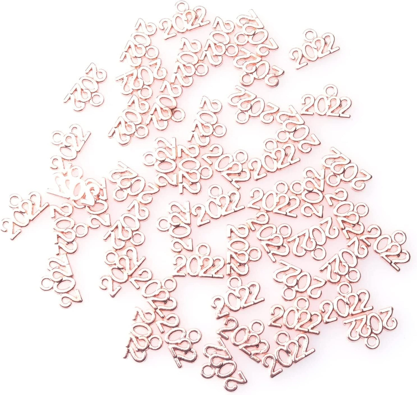 50 Pcs 2022 Charms Silver Year Signet Bulk Antique Number Pendants for Jewelry Making Finding Craft Accessories Necklace Bracelets Keychain DIY Project Christmas Décor (2022, Silver) Rose Gold / 2022