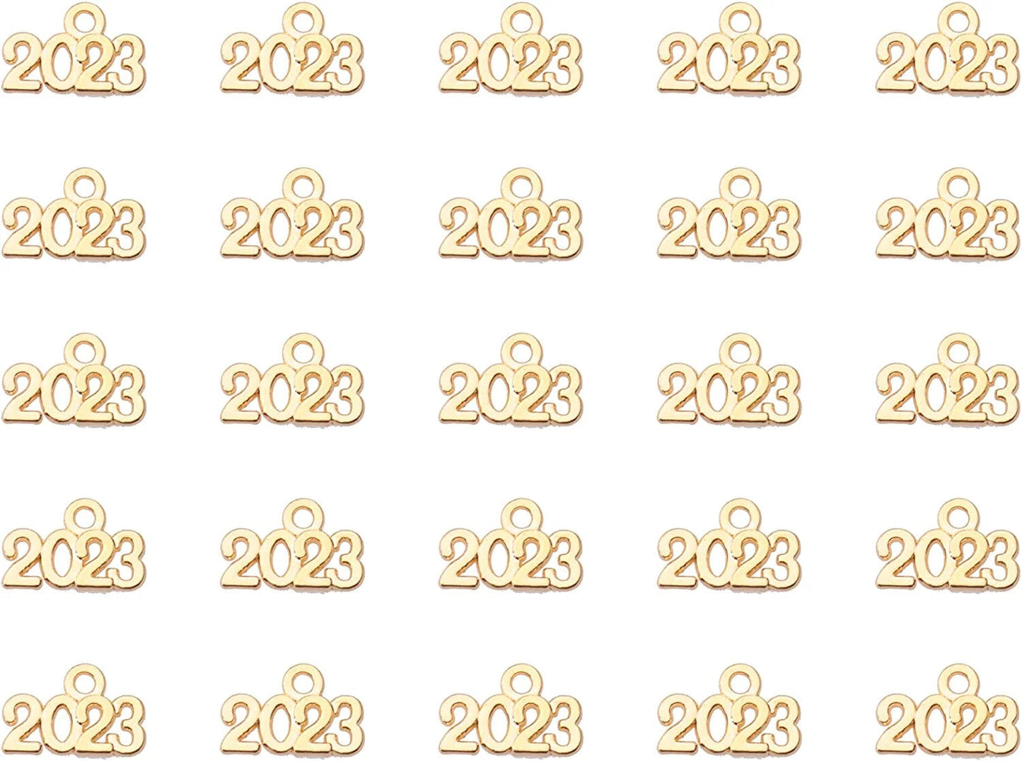 50 Pcs 2022 Charms Silver Year Signet Bulk Antique Number Pendants for Jewelry Making Finding Craft Accessories Necklace Bracelets Keychain DIY Project Christmas Décor (2022, Silver) Gold / 2023