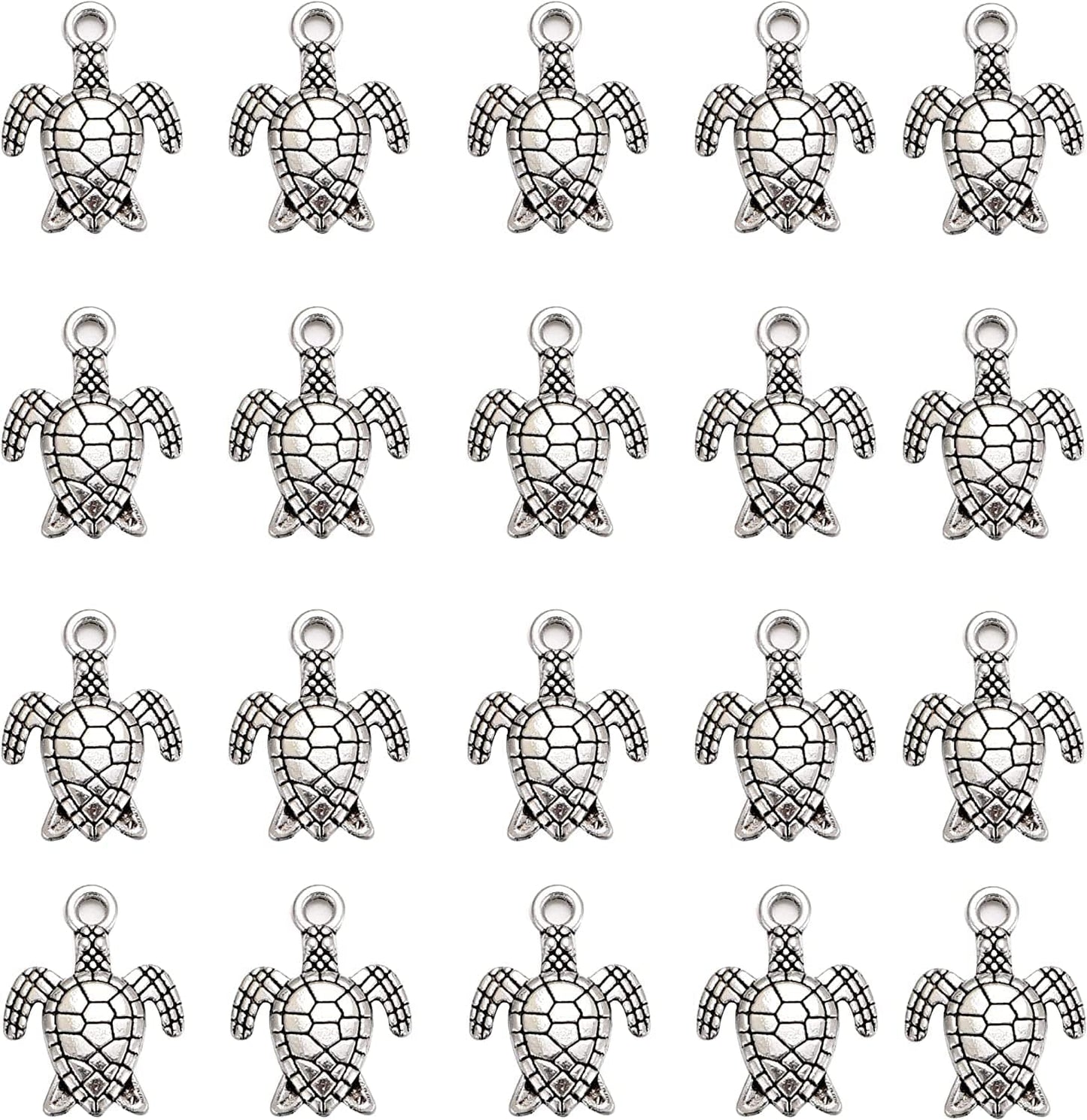 50 Pcs Charms Tortoise Turtle Sea Antique Making Pendant Fit,Vintage Tibetan Silver,Diy Bracelet Necklace 16X12Mm (#50Pcs)