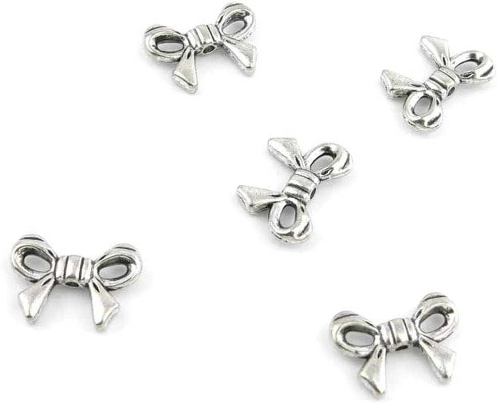 50 Pcs Jewelry Making Charms HQB02 Bow Tie Bowtie Antique Silver Fashion Finding for Necklace Bracelet Pendant Crafting Earrings 50