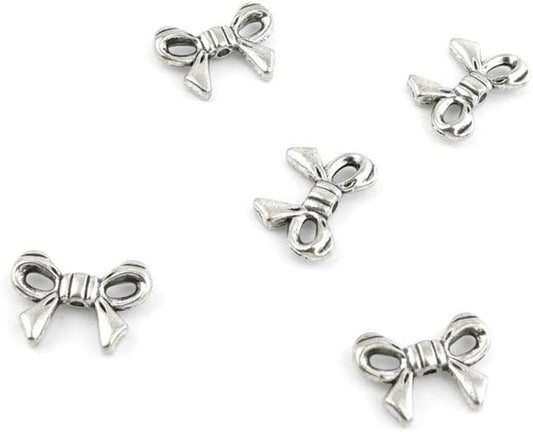 50 Pcs Jewelry Making Charms HQB02 Bow Tie Bowtie Antique Silver Fashion Finding for Necklace Bracelet Pendant Crafting Earrings 50