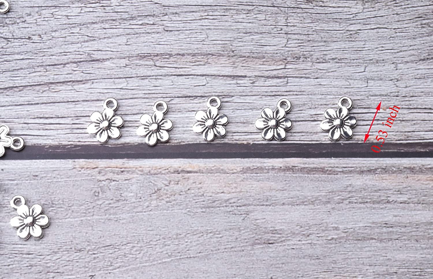 50 Pcs Little Flowers Charms Metal Vintage Cute Vintage Small Flower Pendants for Jewelry Making Kit Bracelet Necklace DIY Making Crafting Project Accessories Supplies (Silver)