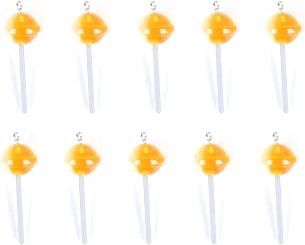50 Pcs Lollipop Resin Charms Transparent Lollipop Charms Candy Slime Beads Resin Flatback Pendants with Hole Key Ring Chain Earring,Key,Phone,Bracelets,Necklace Jewelry DIY Making Craft yellow