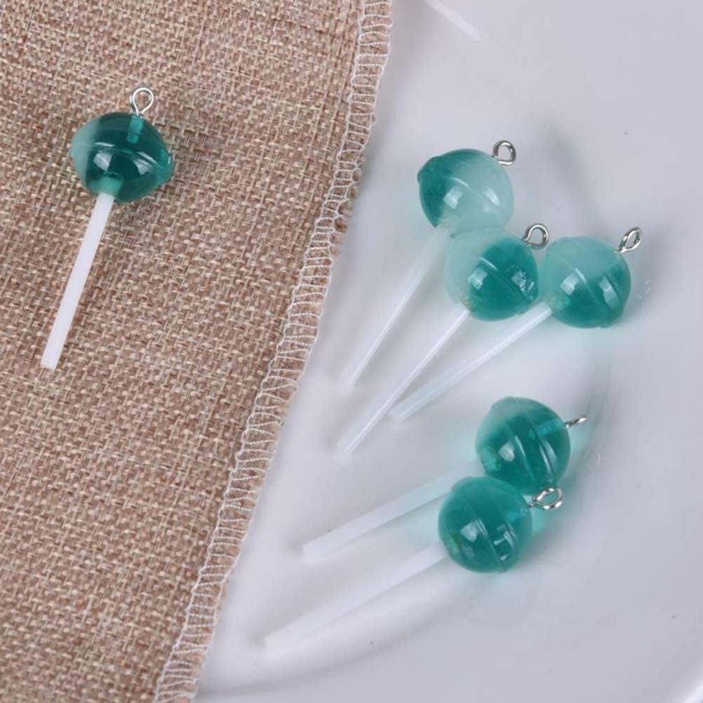 50 Pcs Lollipop Resin Charms Transparent Lollipop Charms Candy Slime Beads Resin Flatback Pendants with Hole Key Ring Chain Earring,Key,Phone,Bracelets,Necklace Jewelry DIY Making Craft