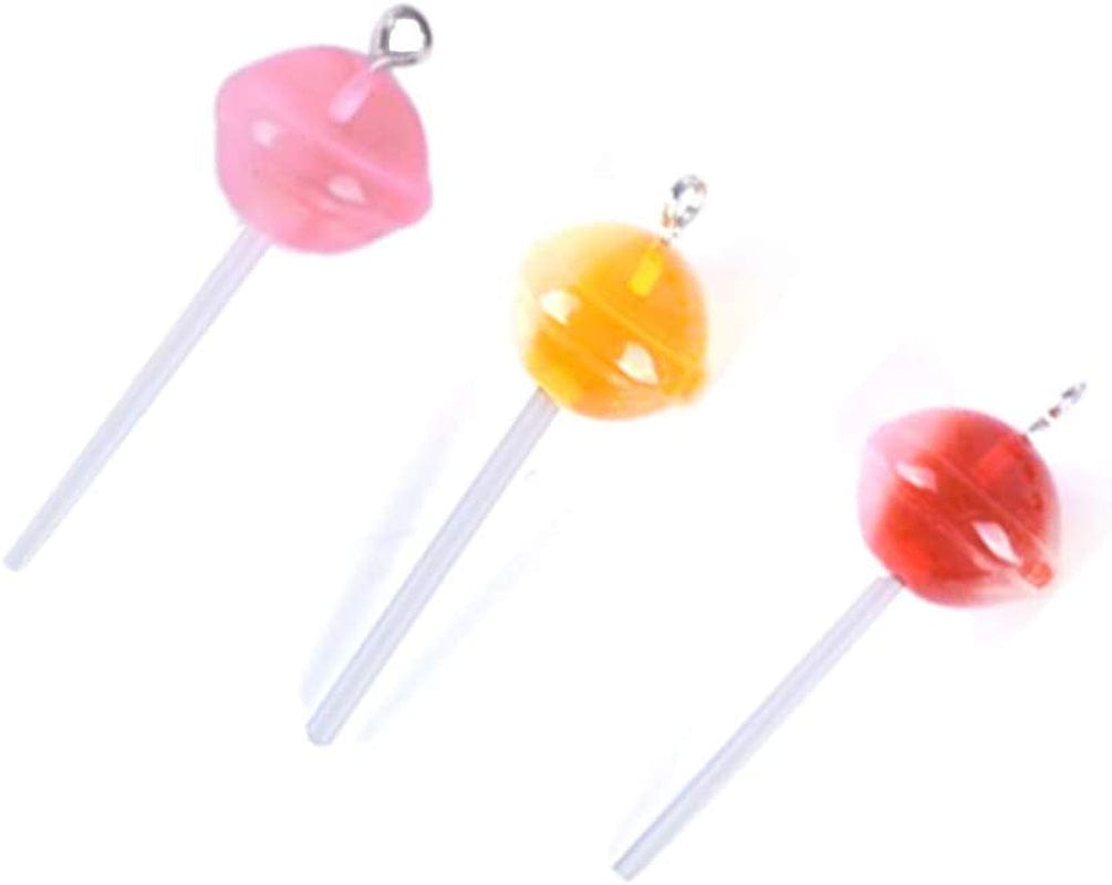 50 Pcs Lollipop Resin Charms Transparent Lollipop Charms Candy Slime Beads Resin Flatback Pendants with Hole Key Ring Chain Earring,Key,Phone,Bracelets,Necklace Jewelry DIY Making Craft