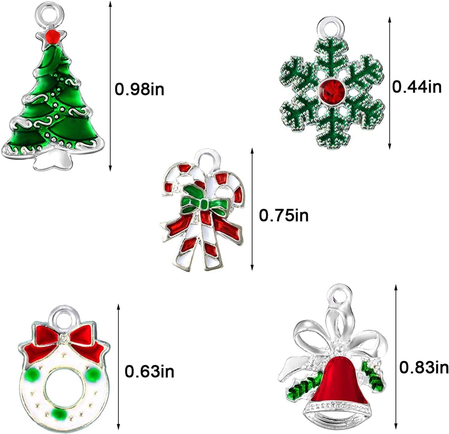 50 Pieces Assorted Enamel Charm Pendants Christmas Tree Charms Snowflake Garland Bell Craft Charm Christmas Theme Decorative Enamel Pendants for DIY Crafts Jewelry Making Supplies